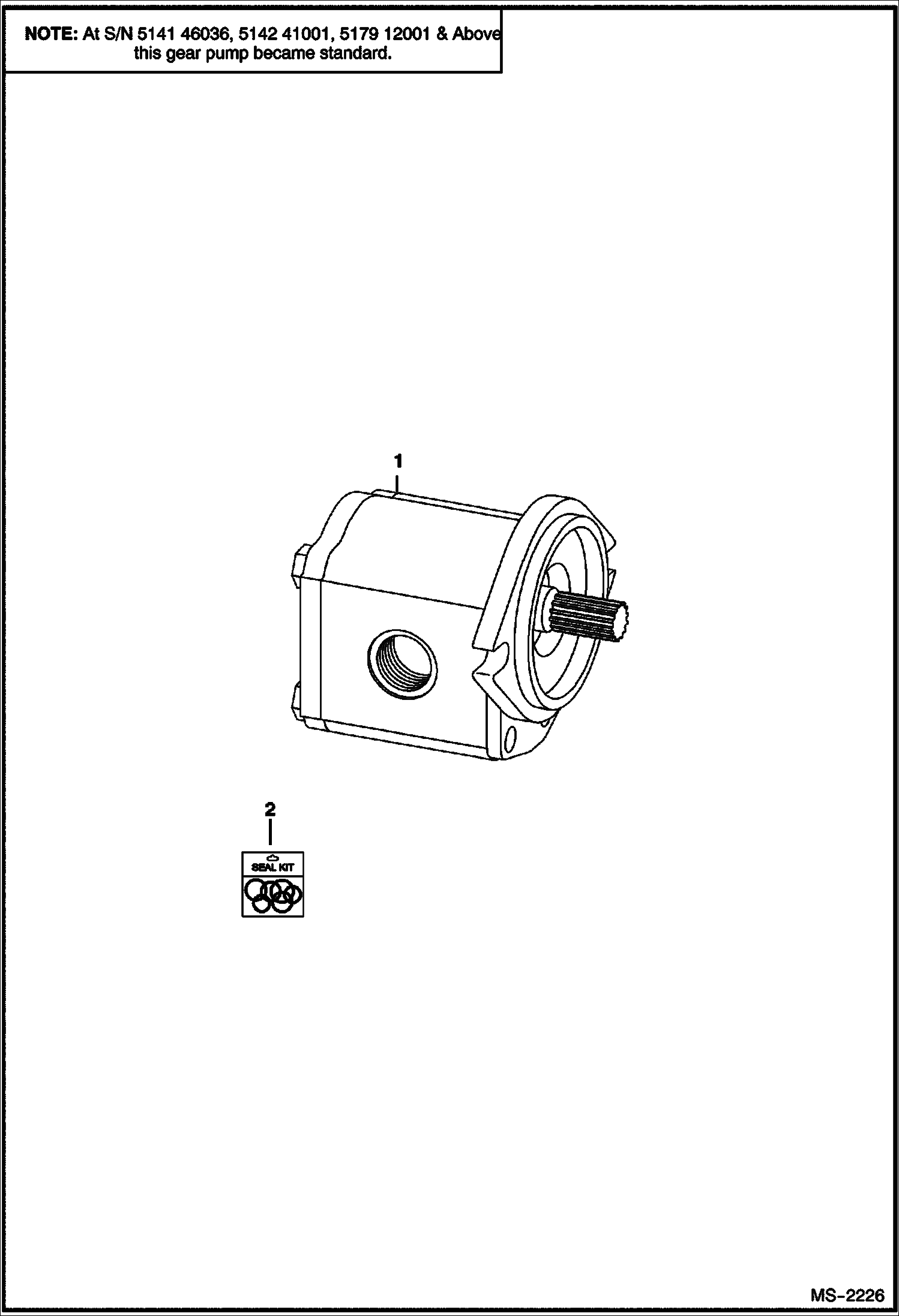 Схема запчастей Bobcat 800s - GEAR PUMP (2-Speed Option) (SEE NOTE) (S/N 514149733, 514241079 & Below) HYDROSTATIC SYSTEM