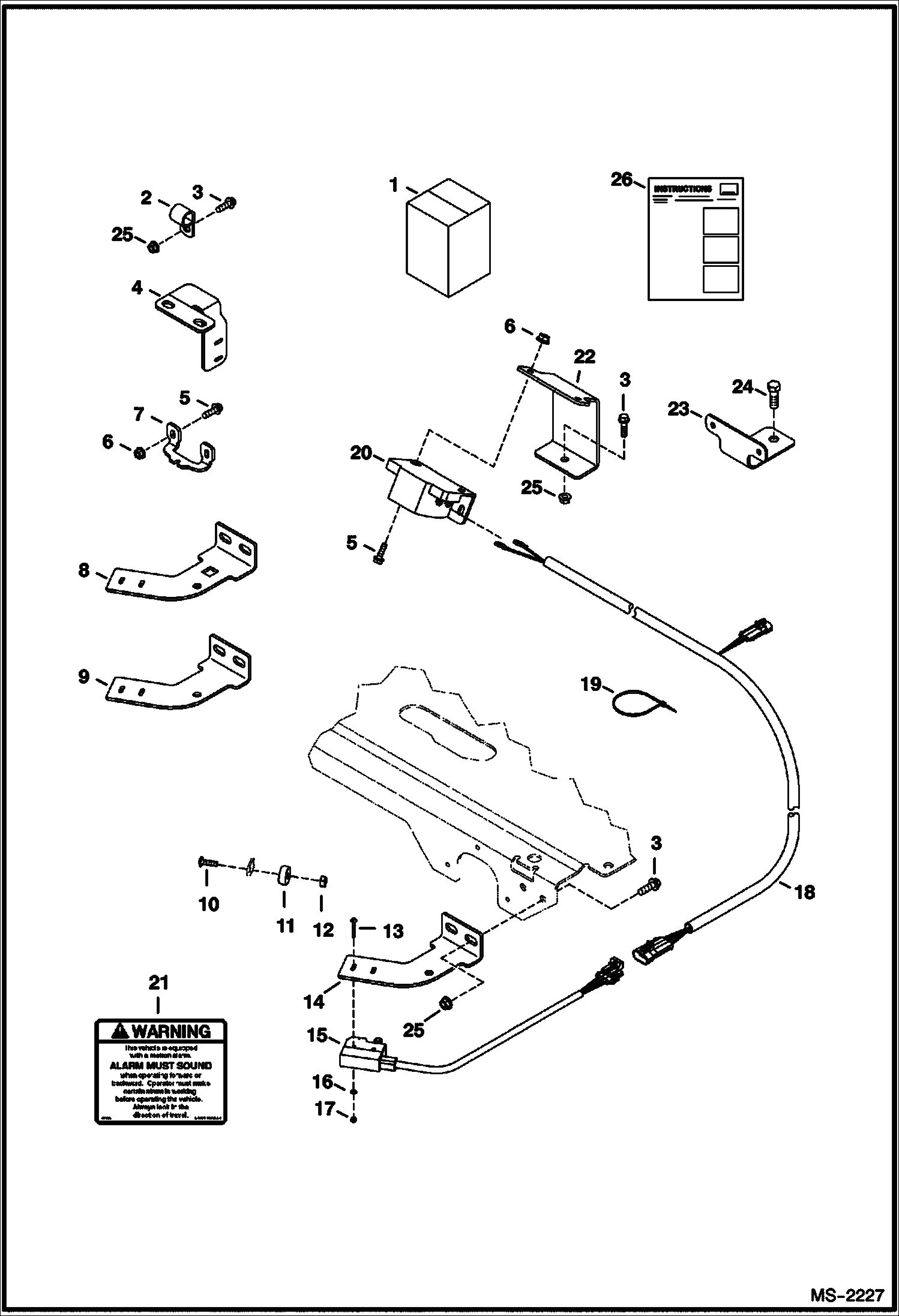 Схема запчастей Bobcat 331 - MOTION ALARM KIT ACCESSORIES & OPTIONS