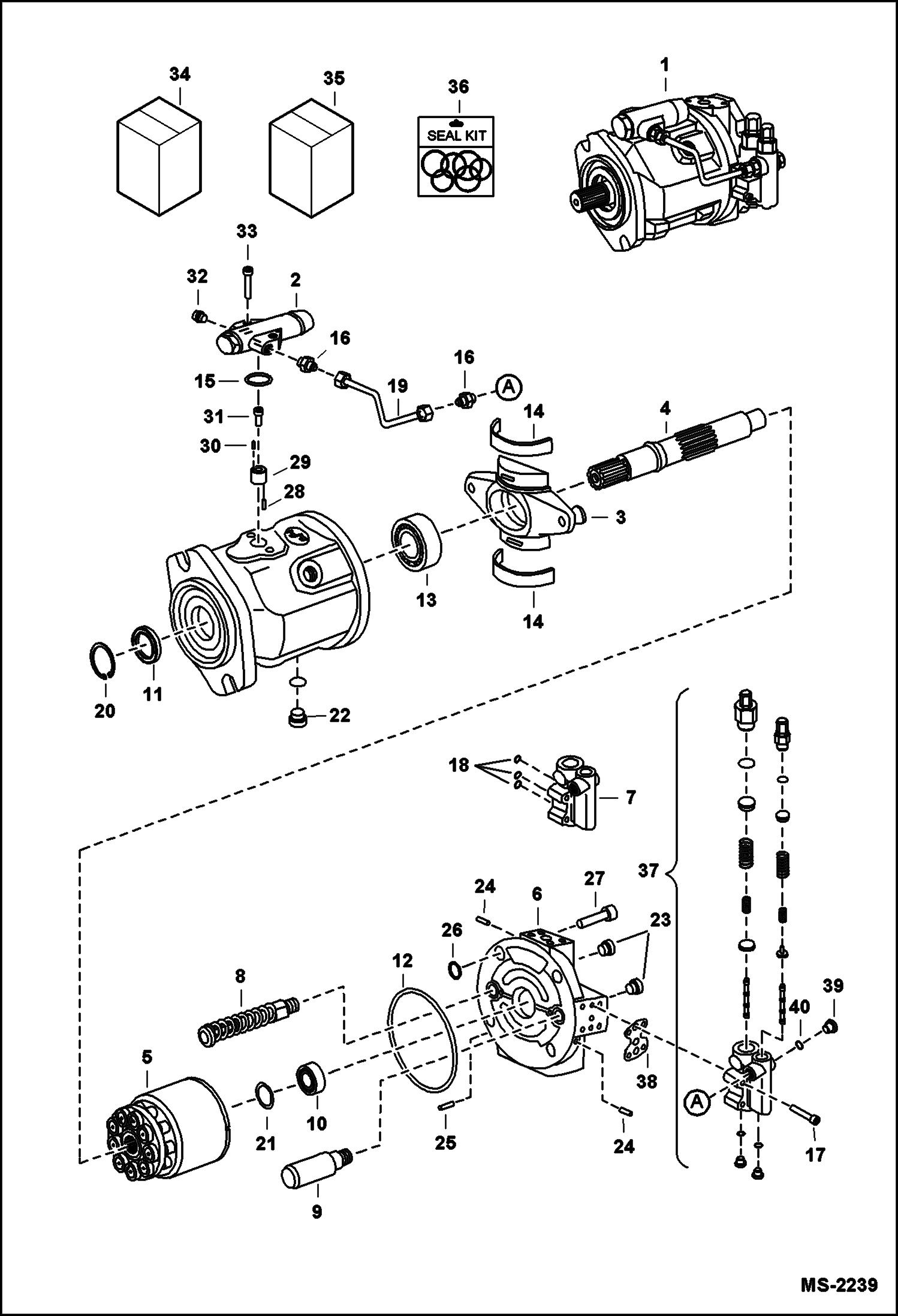 Схема запчастей Bobcat 335 - HYDRAULIC PISTON PUMP HYDRAULIC SYSTEM