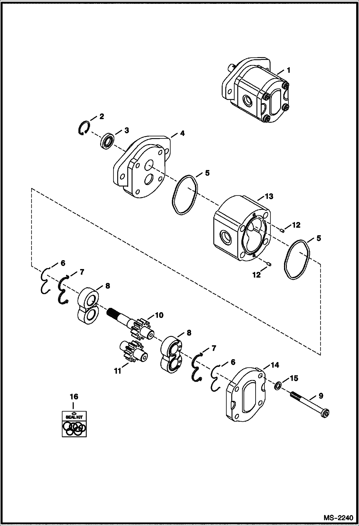 Схема запчастей Bobcat 341 - GEAR PUMP HYDRAULIC SYSTEM