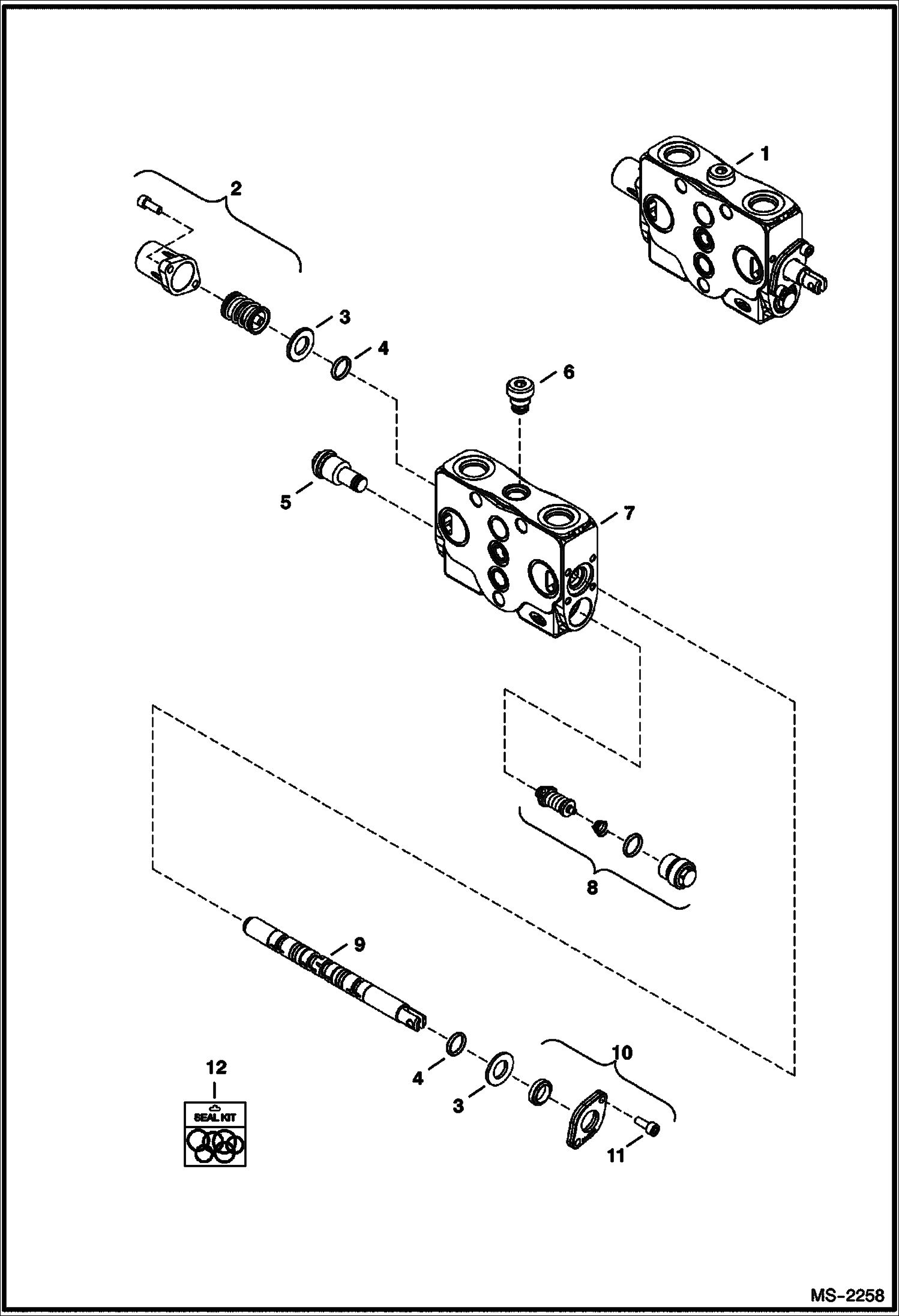 Схема запчастей Bobcat 331 - VALVE SECTION (Blade) HYDRAULIC SYSTEM