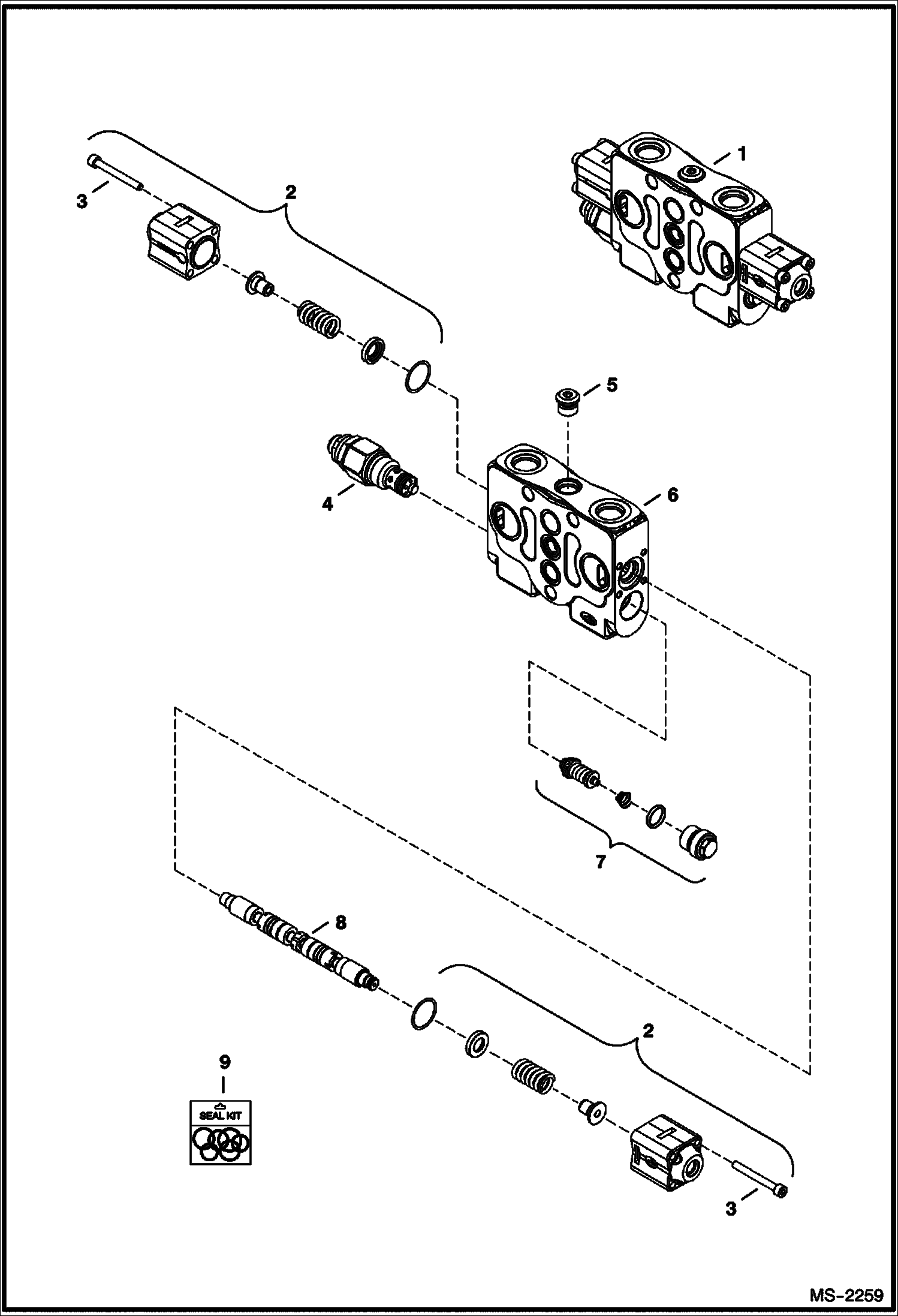 Схема запчастей Bobcat 329 - CONTROL VALVE (Boost Section) HYDRAULIC SYSTEM