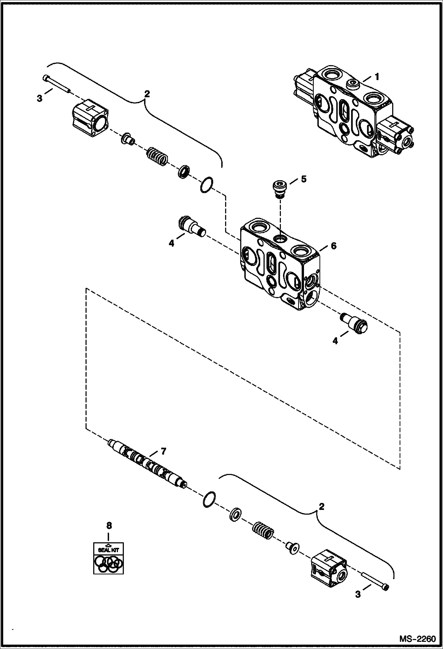 Схема запчастей Bobcat 329 - VALVE SECTION (Aux) HYDRAULIC SYSTEM