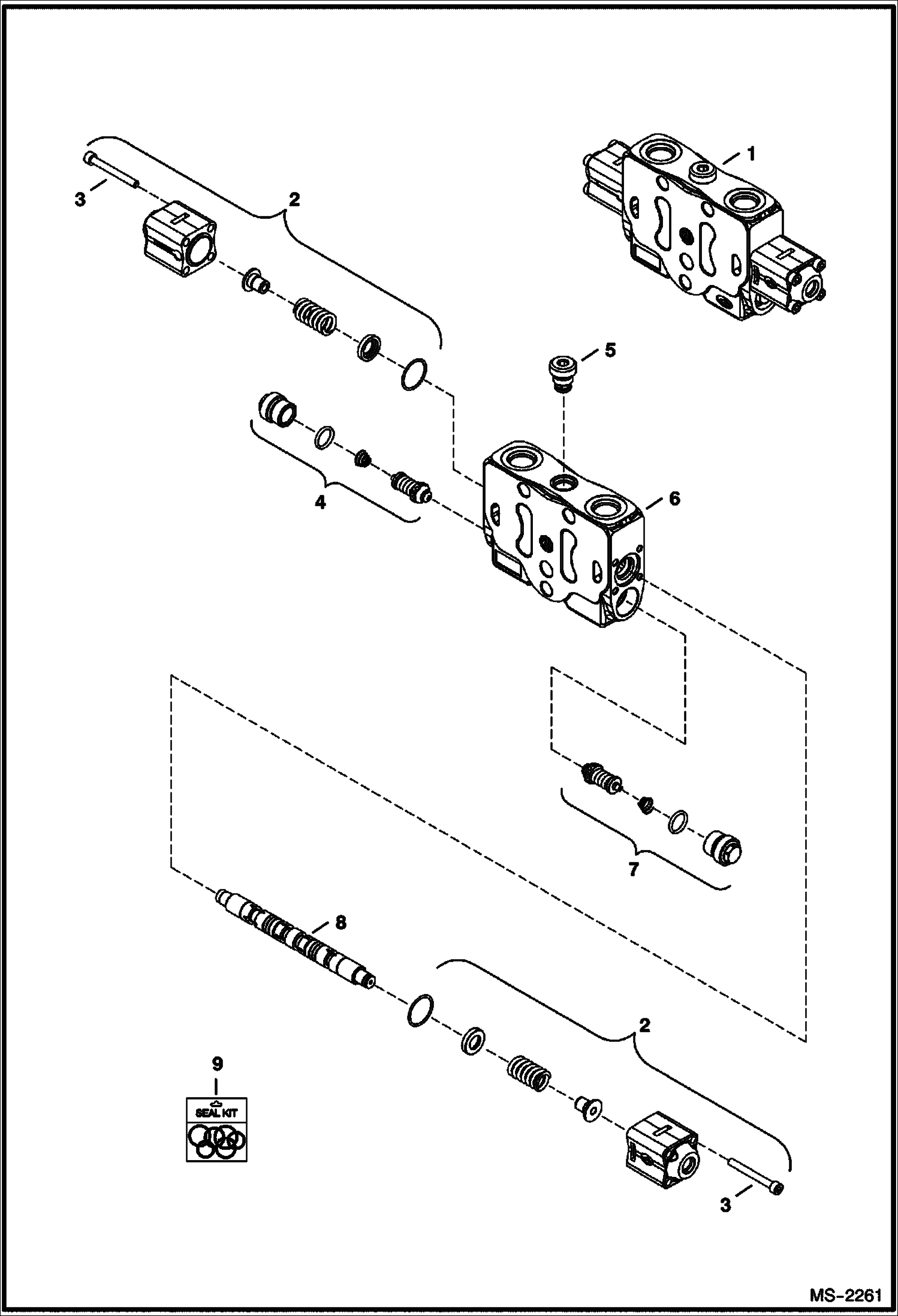 Схема запчастей Bobcat 331 - VALVE SECTION (Bucket) HYDRAULIC SYSTEM