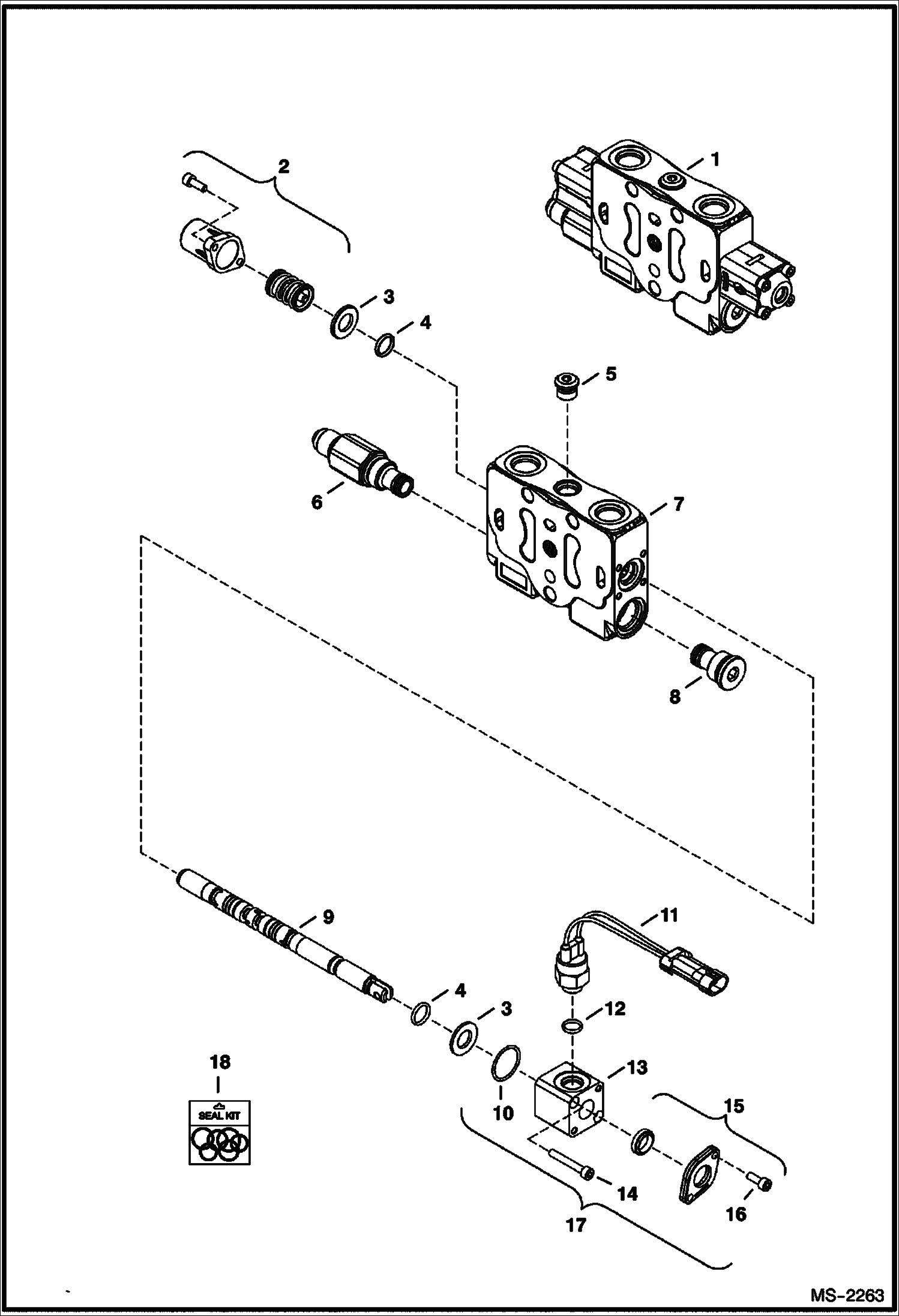 Схема запчастей Bobcat 329 - CONTROL VALVE (LH Travel Section) HYDRAULIC SYSTEM