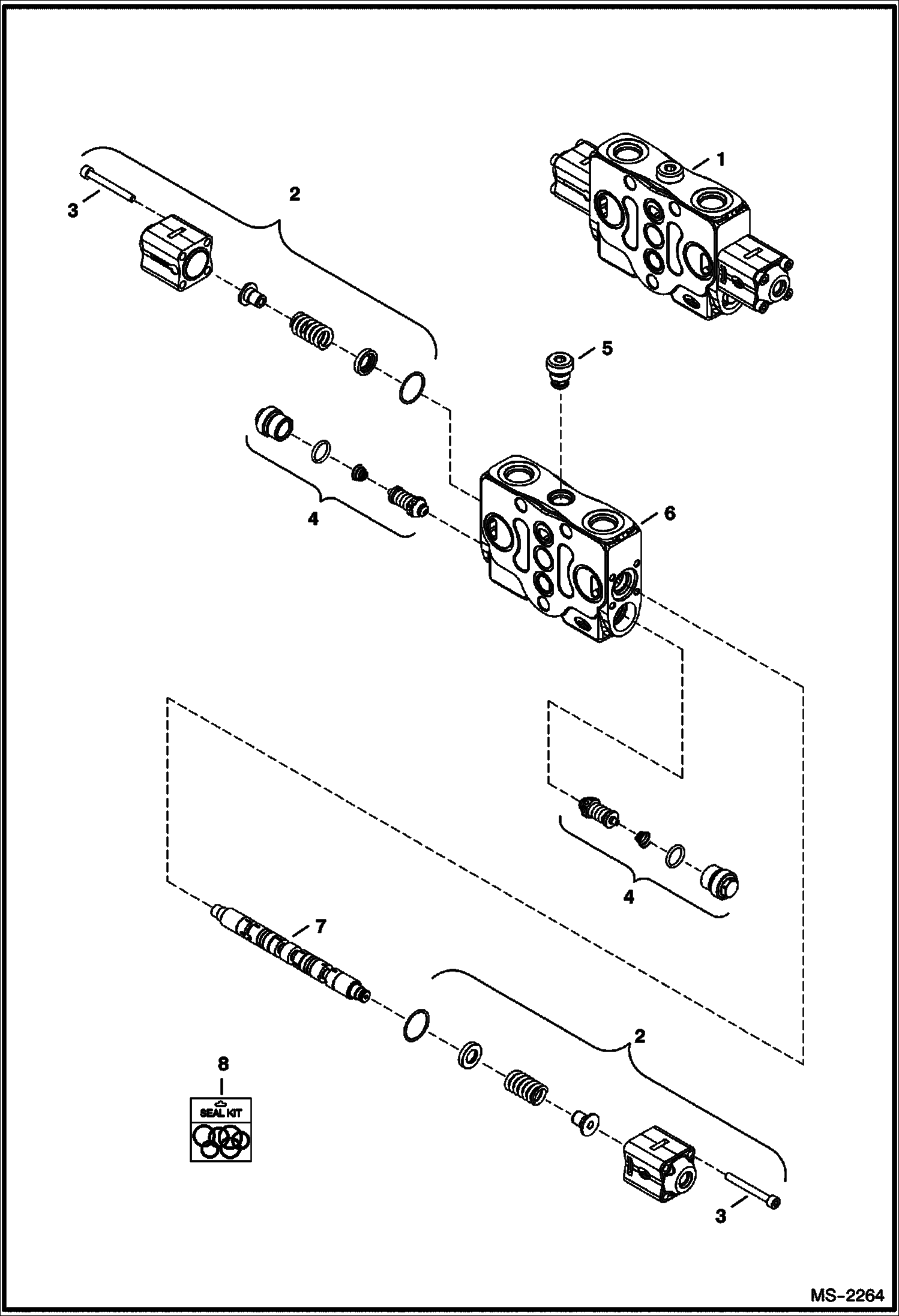 Схема запчастей Bobcat 329 - CONTROL VALVE (Boom Section) HYDRAULIC SYSTEM