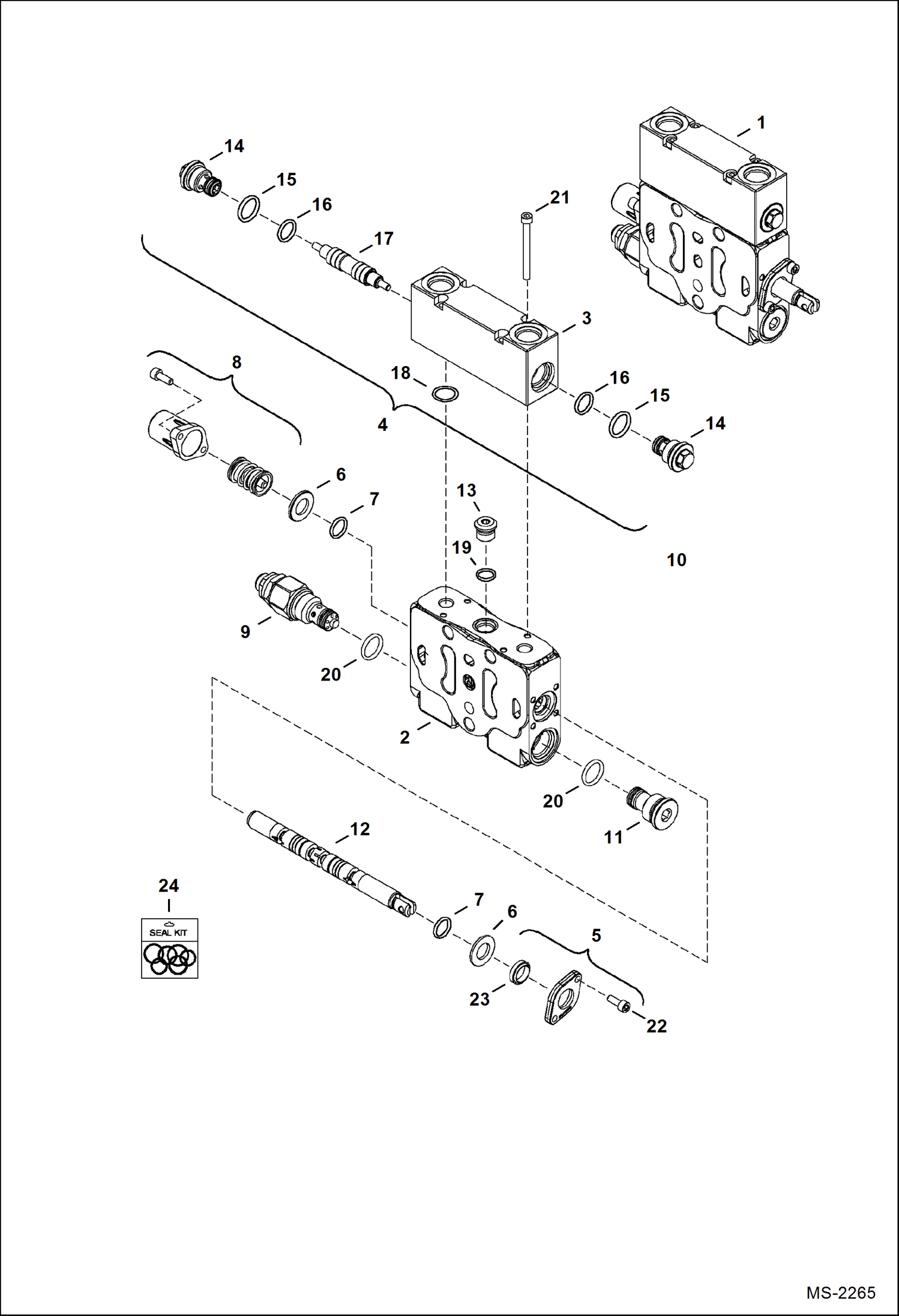 Схема запчастей Bobcat 329 - VALVE SECTION (Offset) HYDRAULIC SYSTEM