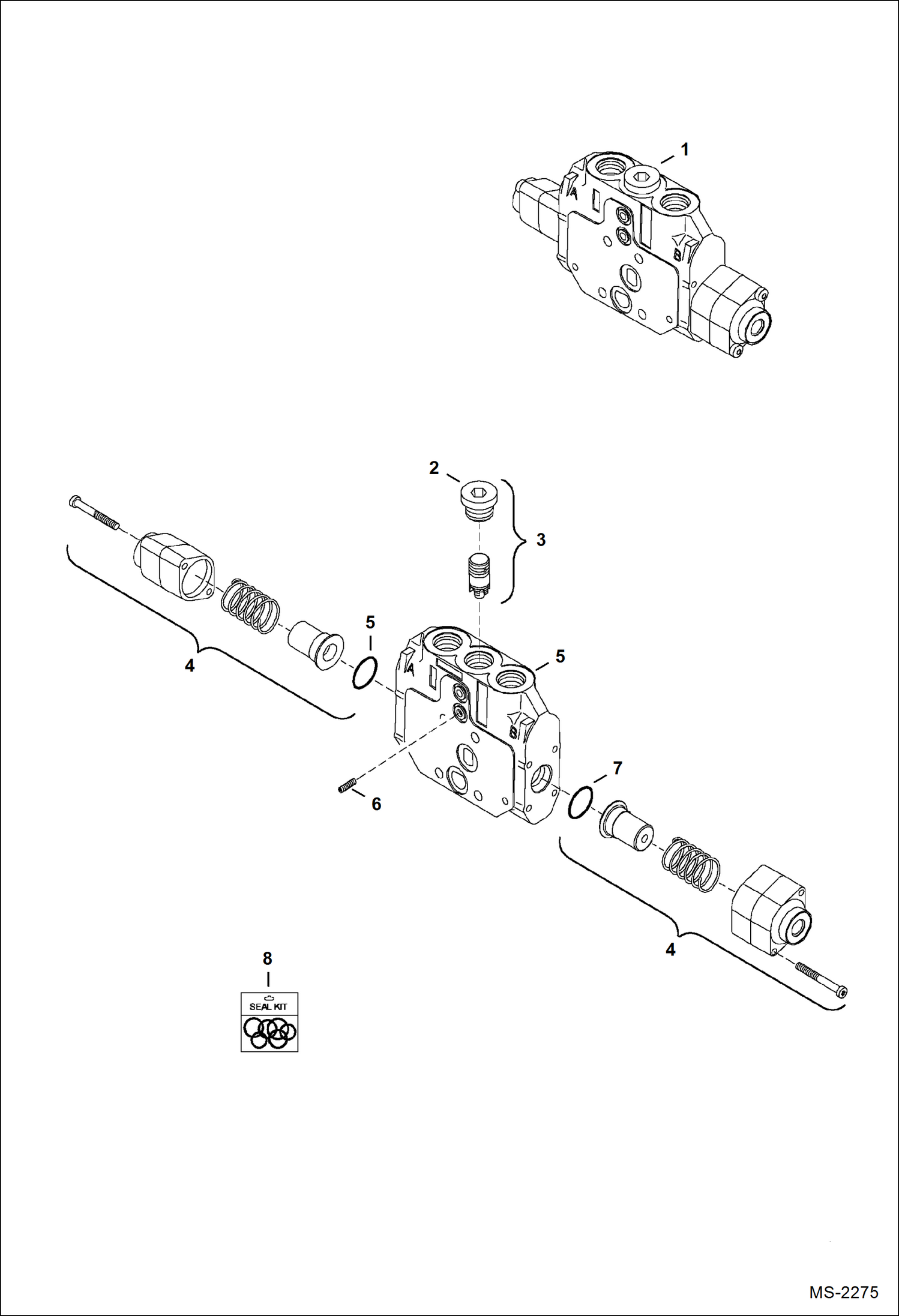 Схема запчастей Bobcat 335 - VALVE SECTION (LH Travel) HYDRAULIC SYSTEM