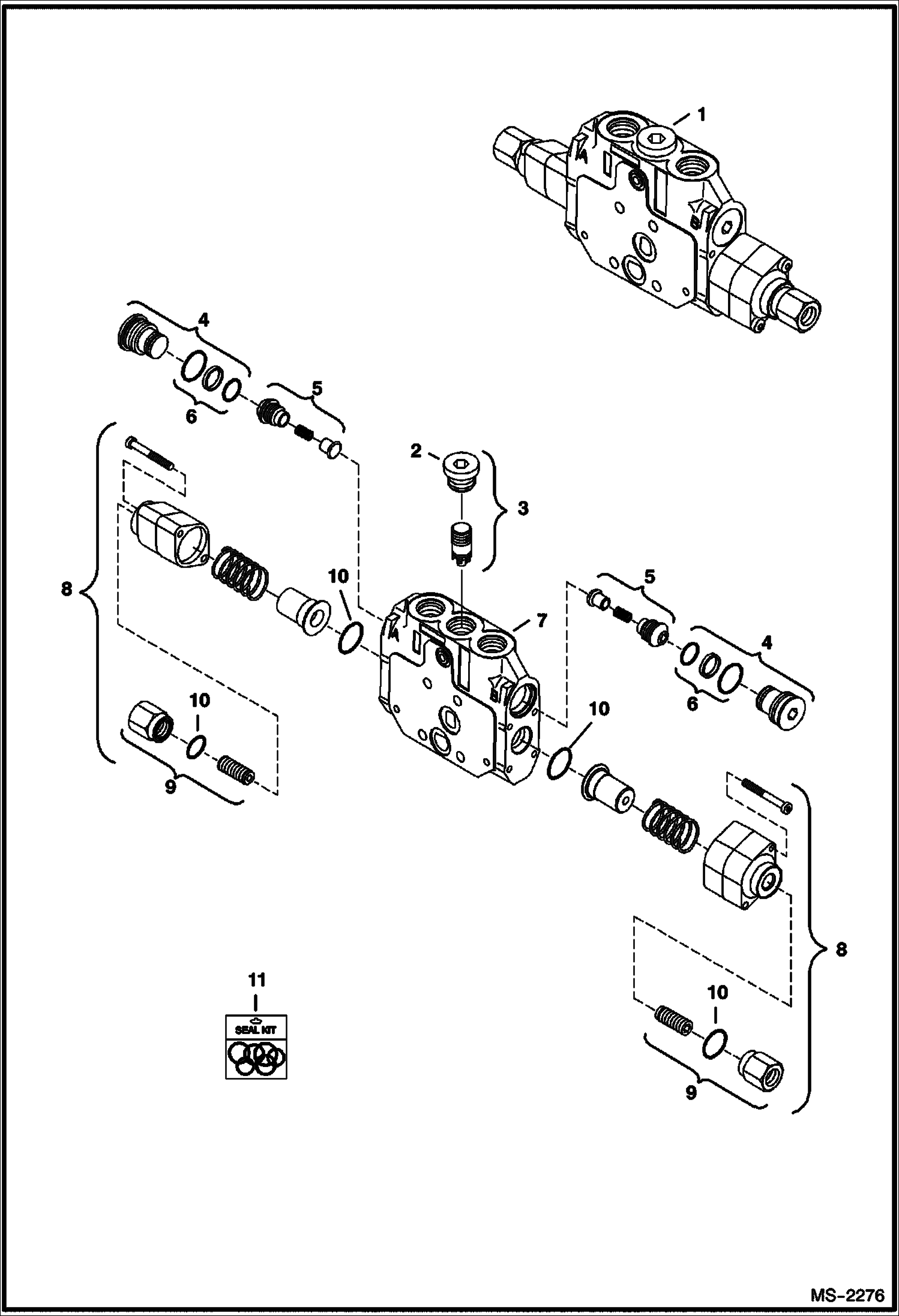 Схема запчастей Bobcat 335 - CONTROL VALVE (Slew Section) HYDRAULIC SYSTEM