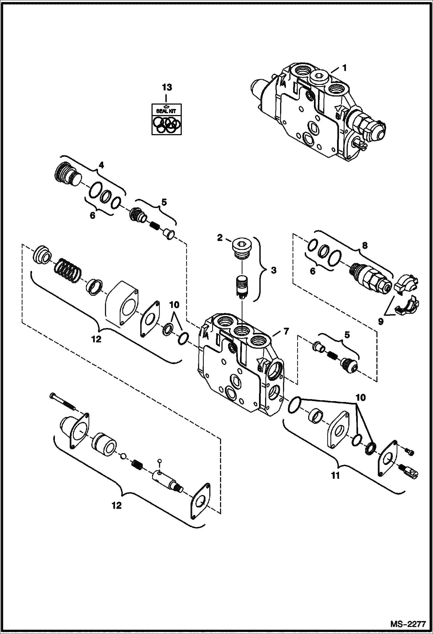 Схема запчастей Bobcat 335 - CONTROL VALVE (Blade Section) HYDRAULIC SYSTEM