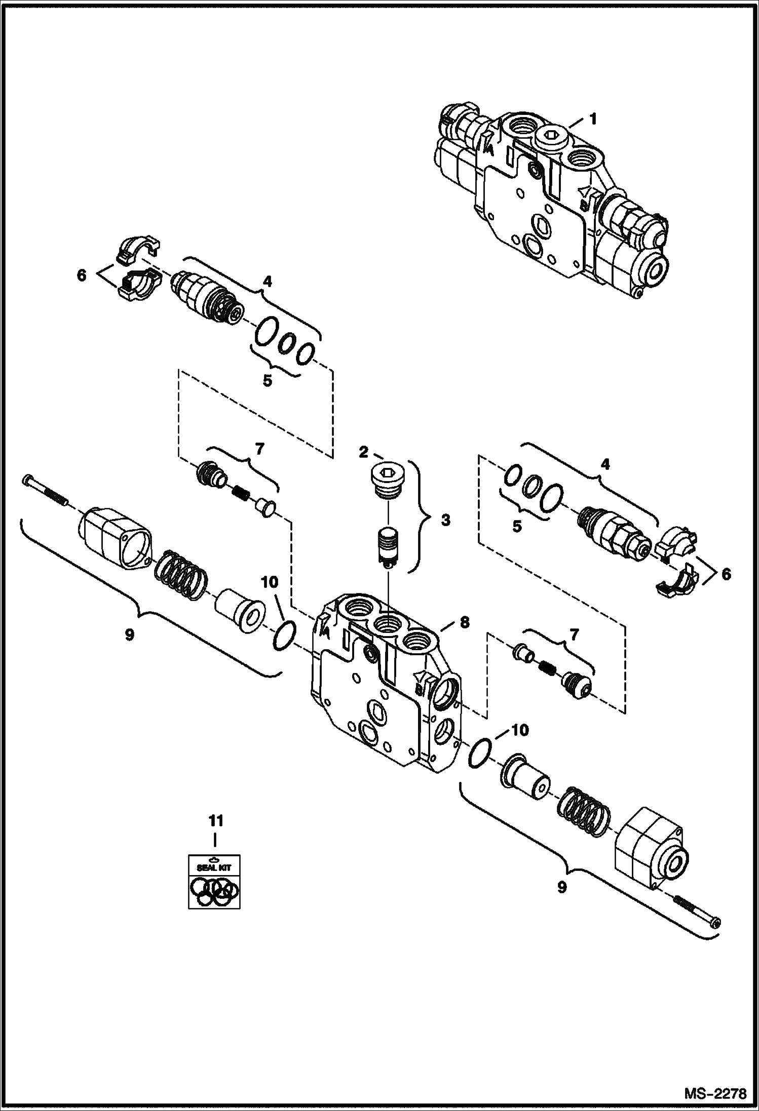 Схема запчастей Bobcat 335 - CONTROL VALVE (Bucket Section) HYDRAULIC SYSTEM