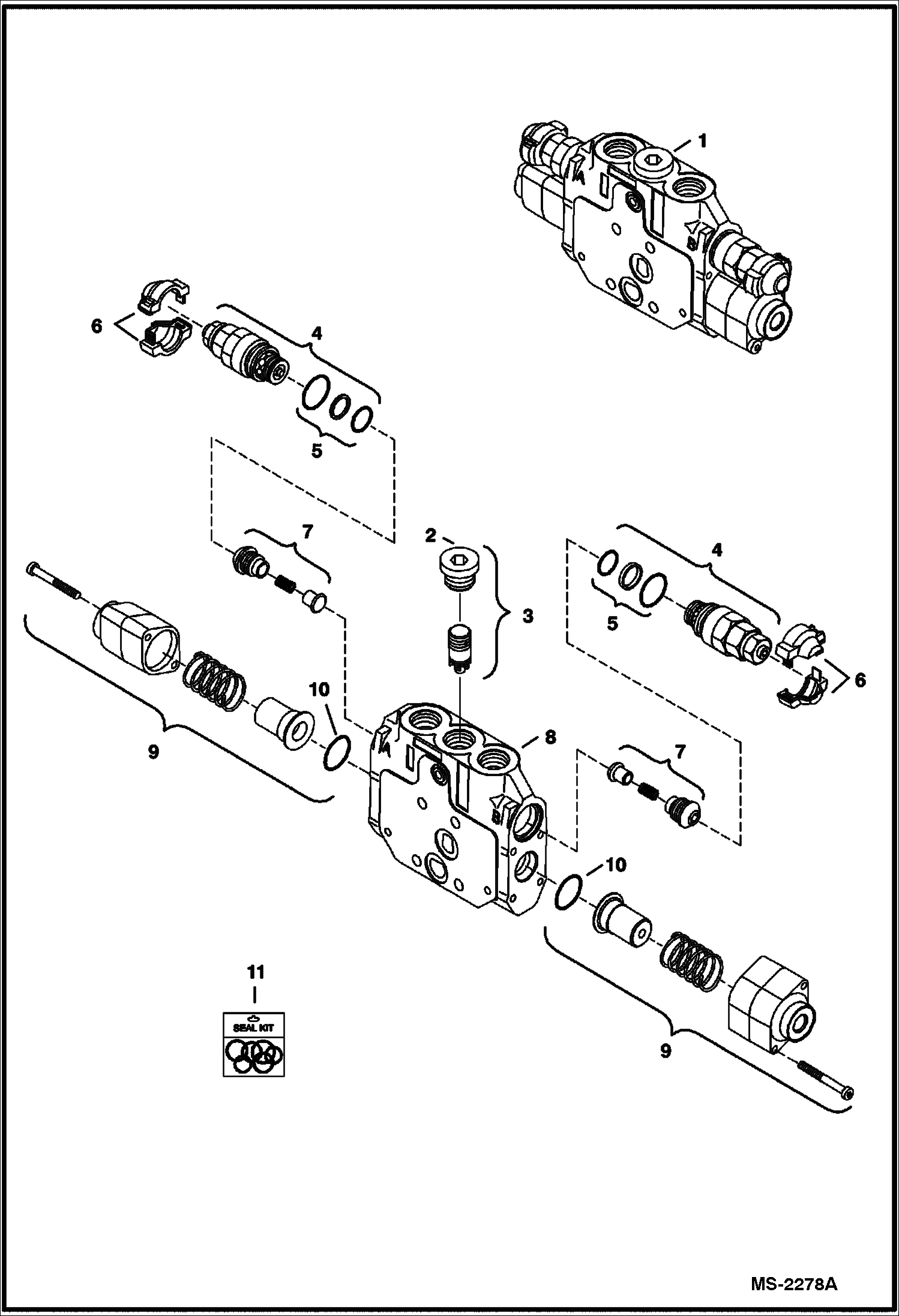 Схема запчастей Bobcat 335 - CONTROL VALVE (Arm Section) HYDRAULIC SYSTEM