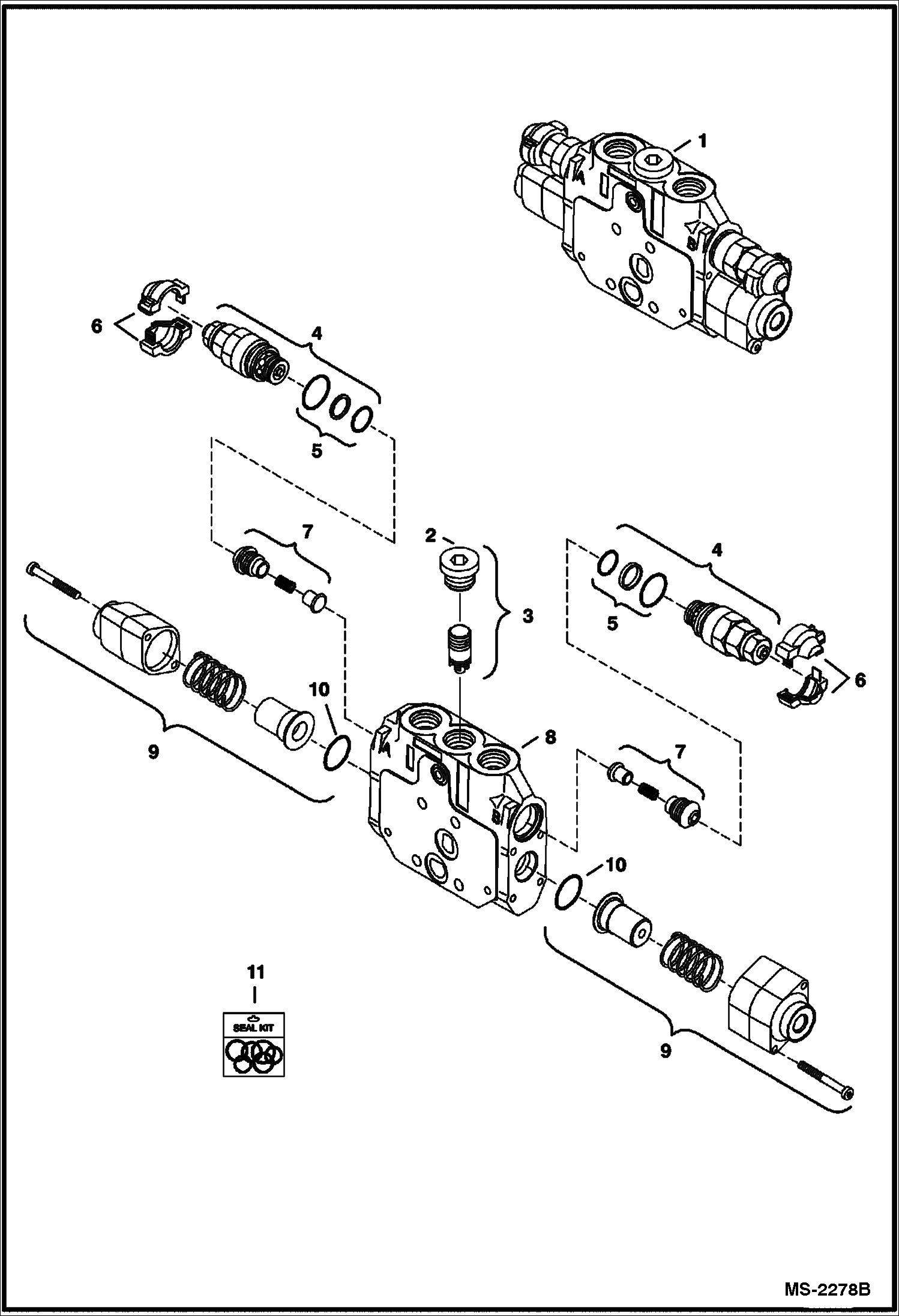 Схема запчастей Bobcat 335 - CONTROL VALVE (Boom Section) HYDRAULIC SYSTEM