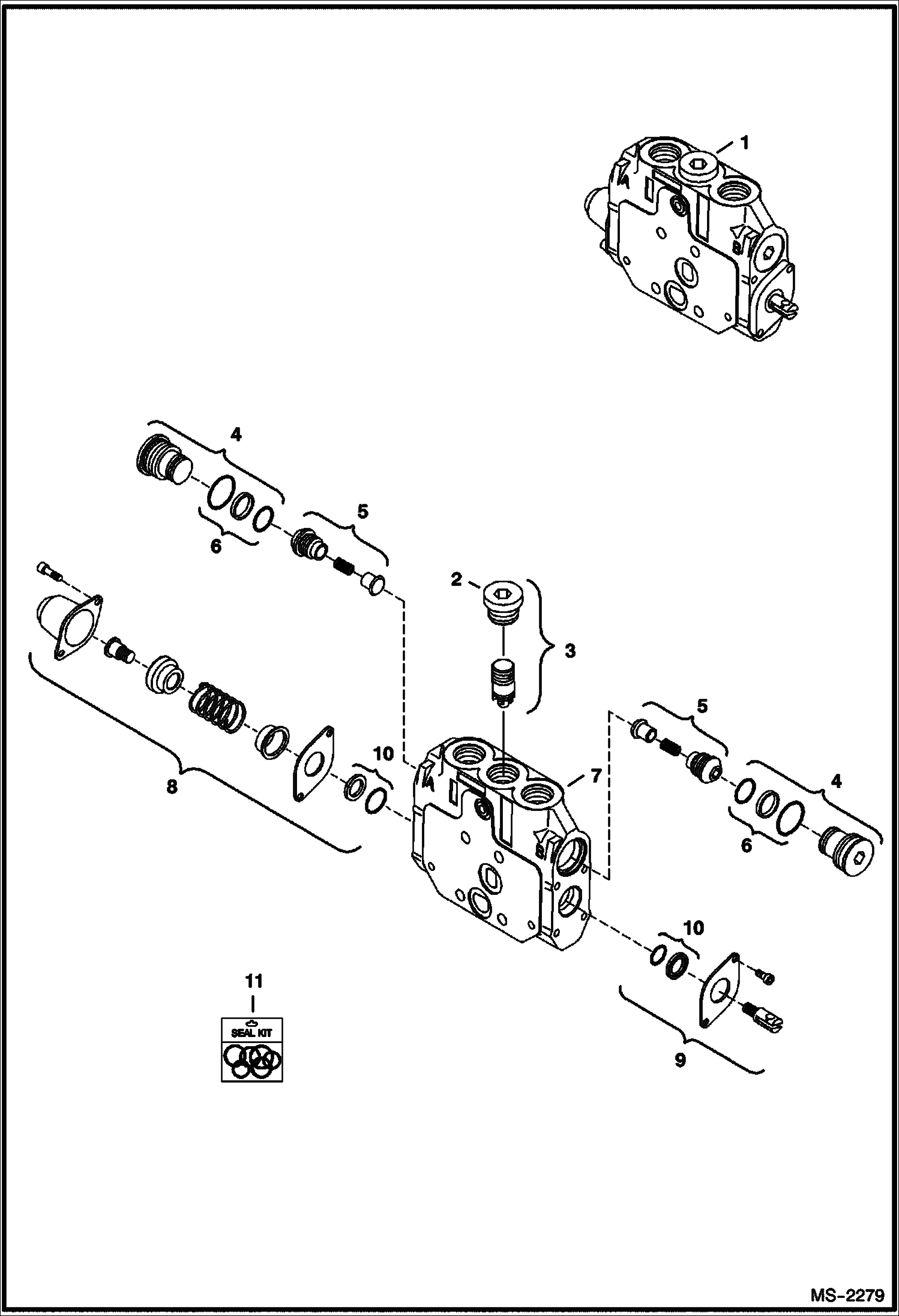 Схема запчастей Bobcat 335 - CONTROL VALVE (Boom Offset Section) HYDRAULIC SYSTEM