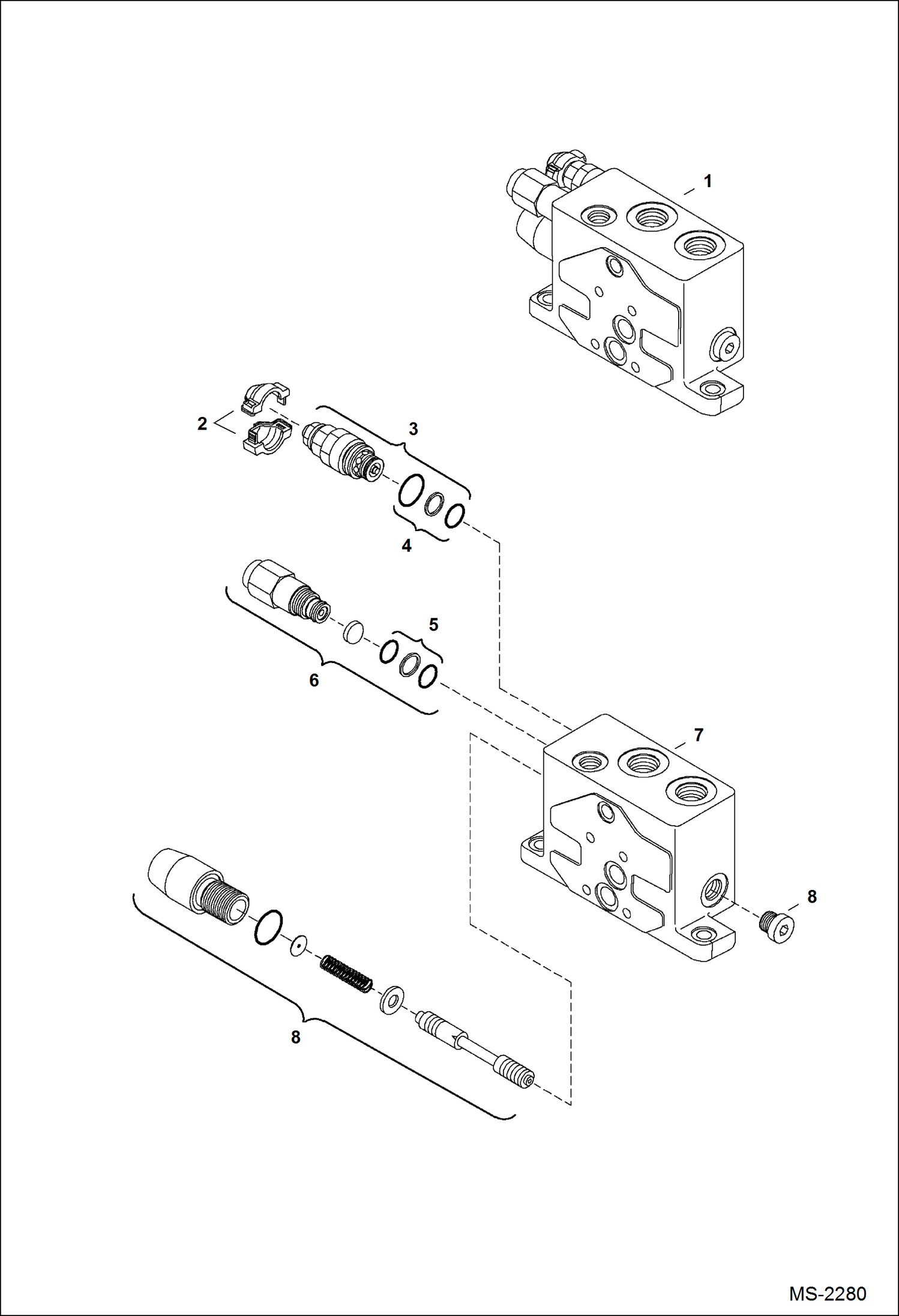 Схема запчастей Bobcat 335 - VALVE SECTION (Inlet) HYDRAULIC SYSTEM