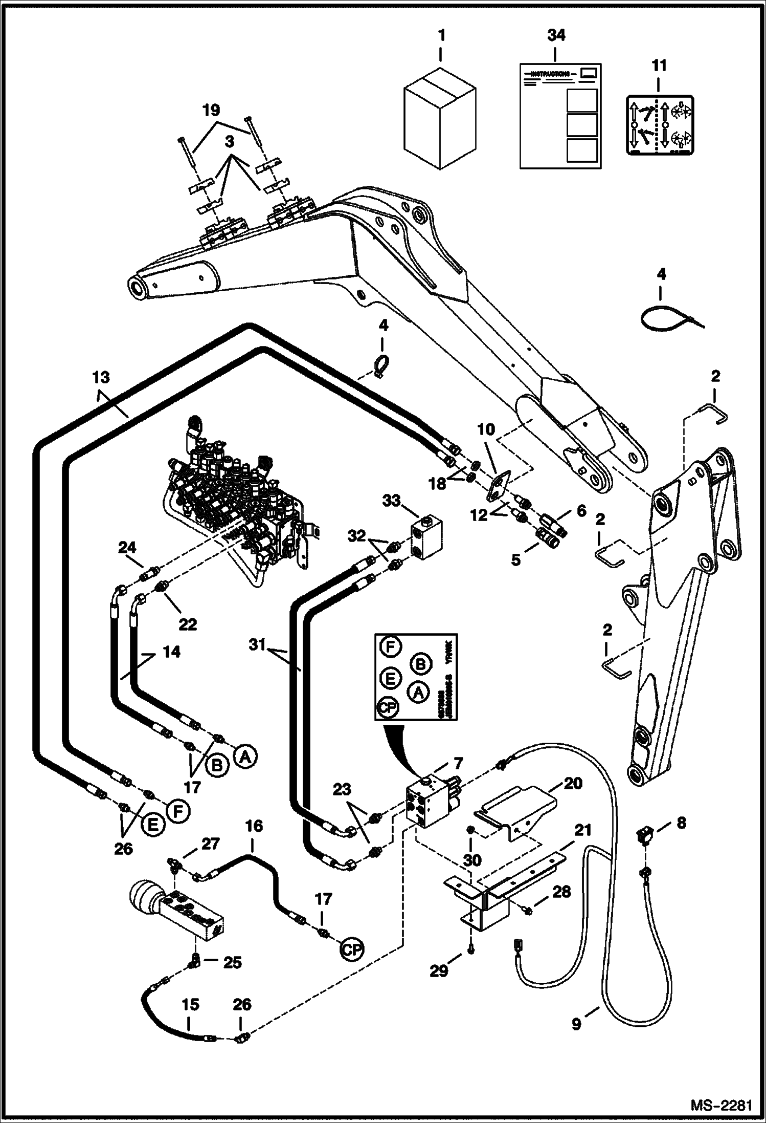 Схема запчастей Bobcat 335 - SECONDARY AUXILIARY (Kit) ACCESSORIES & OPTIONS