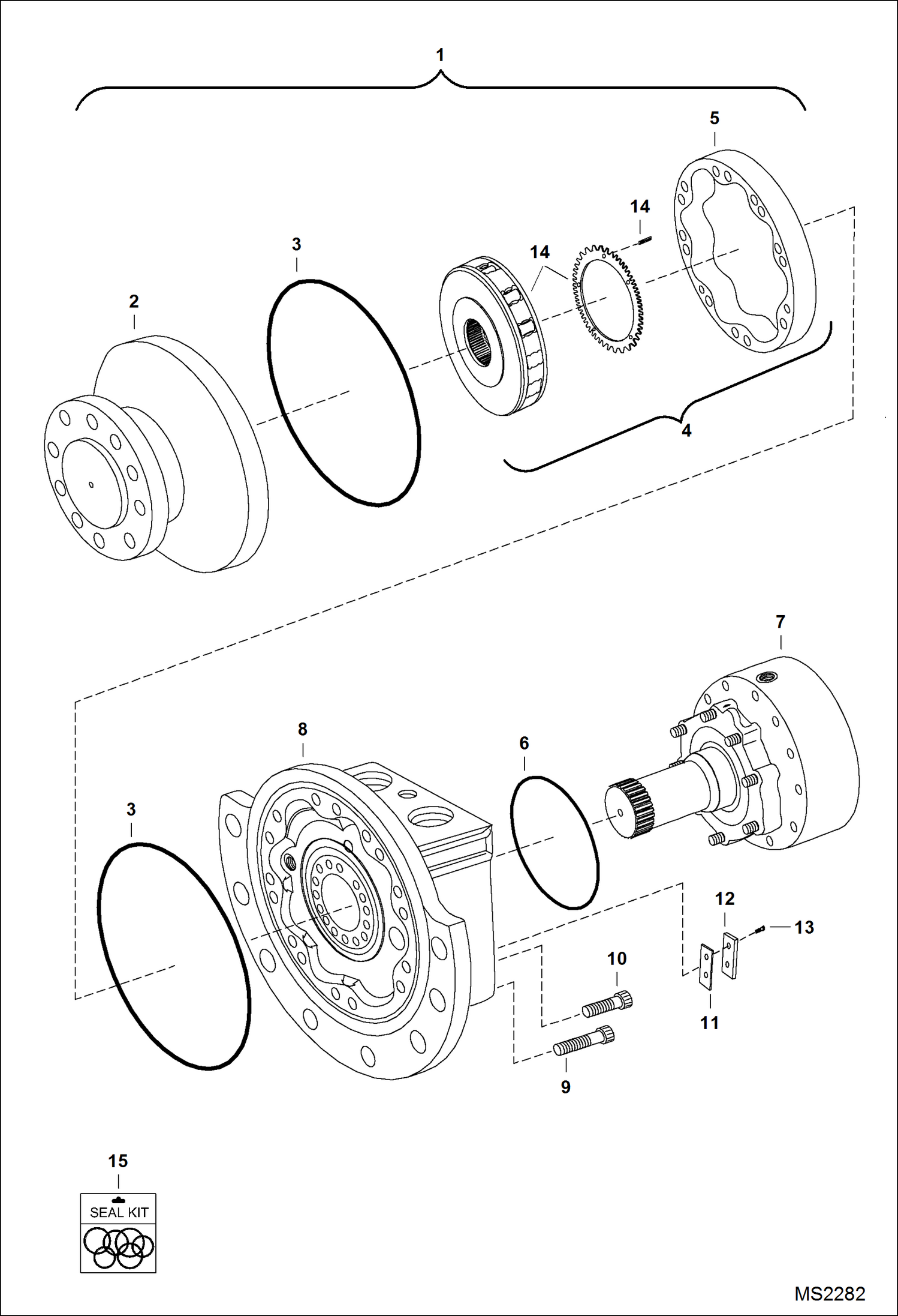 Схема запчастей Bobcat T-Series - HYDROSTATIC MOTOR HYDROSTATIC SYSTEM