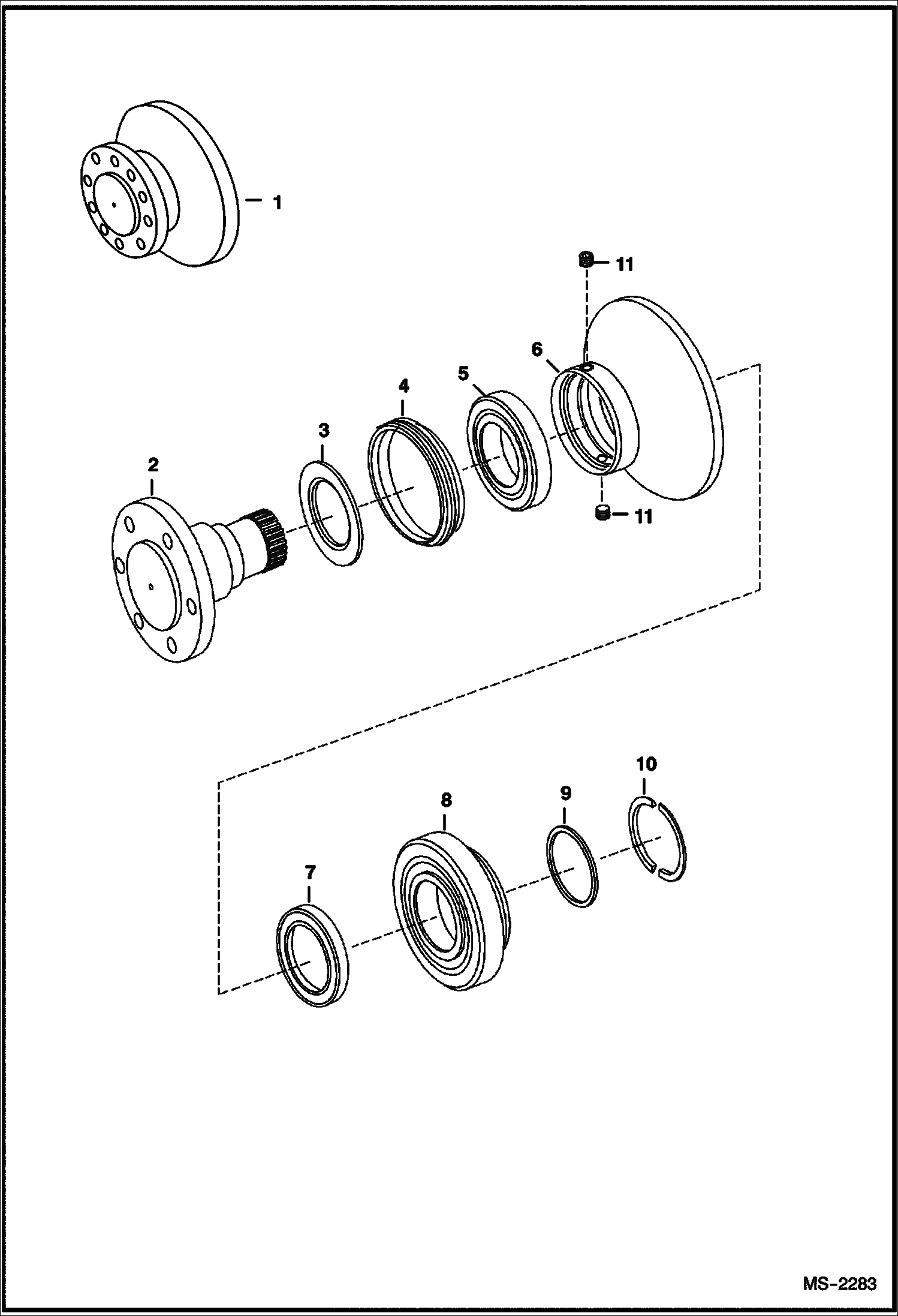 Схема запчастей Bobcat T-Series - HYDROSTATIC MOTOR (Front Housing) (S/N A3LN11001 - 36499, A3LP11001 - 36499) HYDROSTATIC SYSTEM