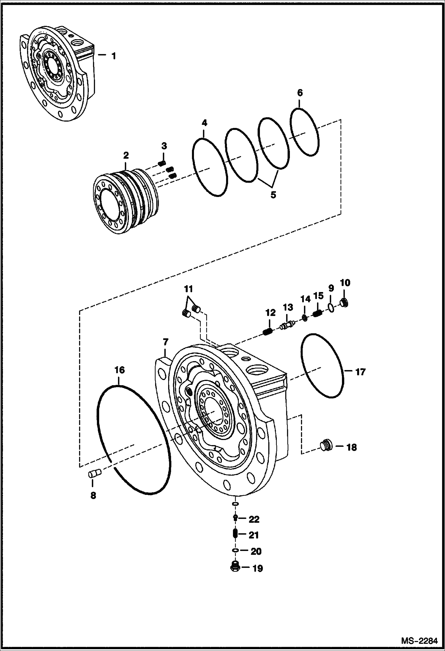 Схема запчастей Bobcat T-Series - HYDROSTATIC MOTOR (Rotor Group & Rear Housing) (S/N A3LN11001 - 36499, A3LP11001 - 36499) HYDROSTATIC SYSTEM