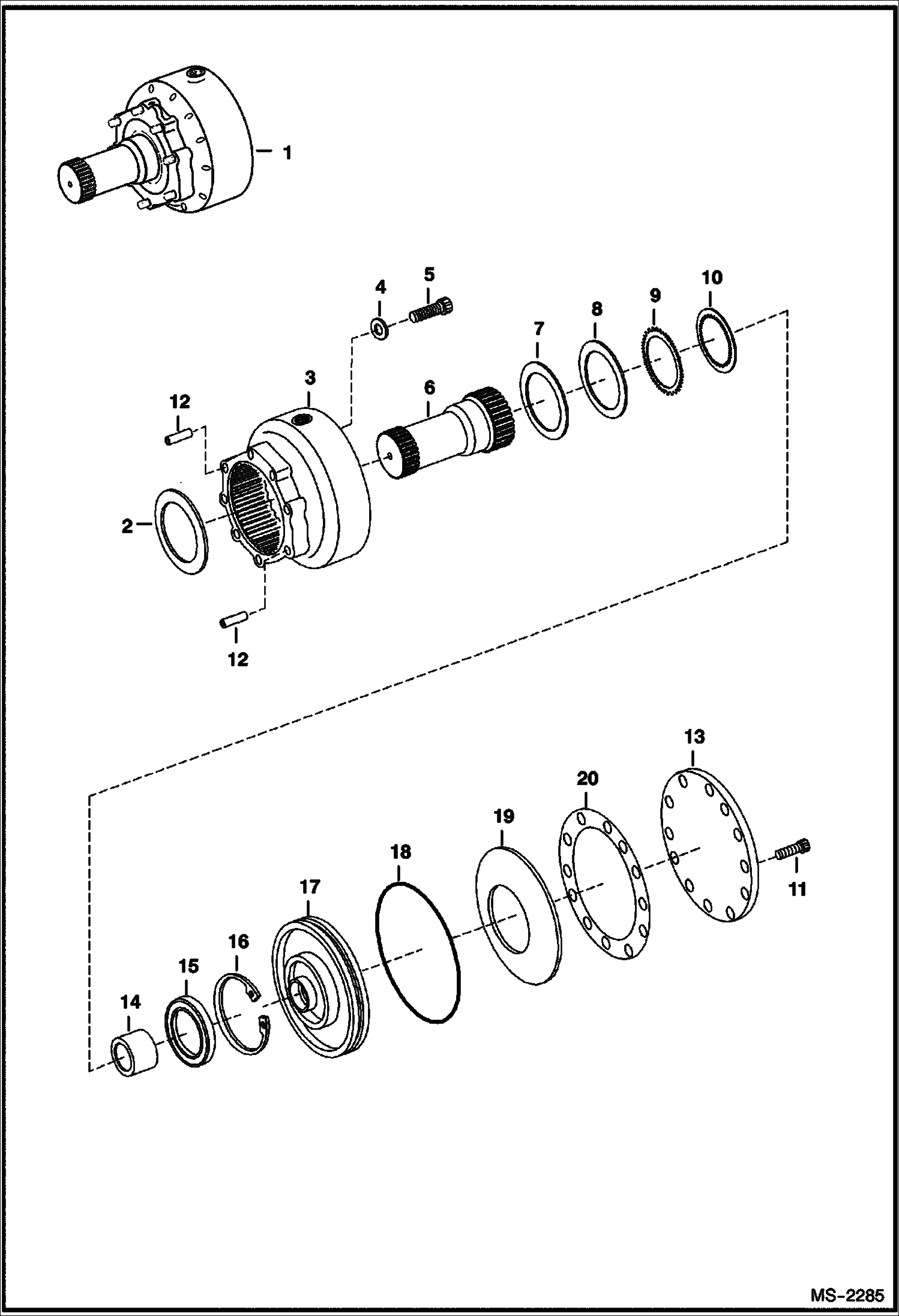 Схема запчастей Bobcat T-Series - HYDROSTATIC MOTOR (Brake Assembly) (S/N A3LN11001 - 36499, A3LP11001 - 36499) HYDROSTATIC SYSTEM