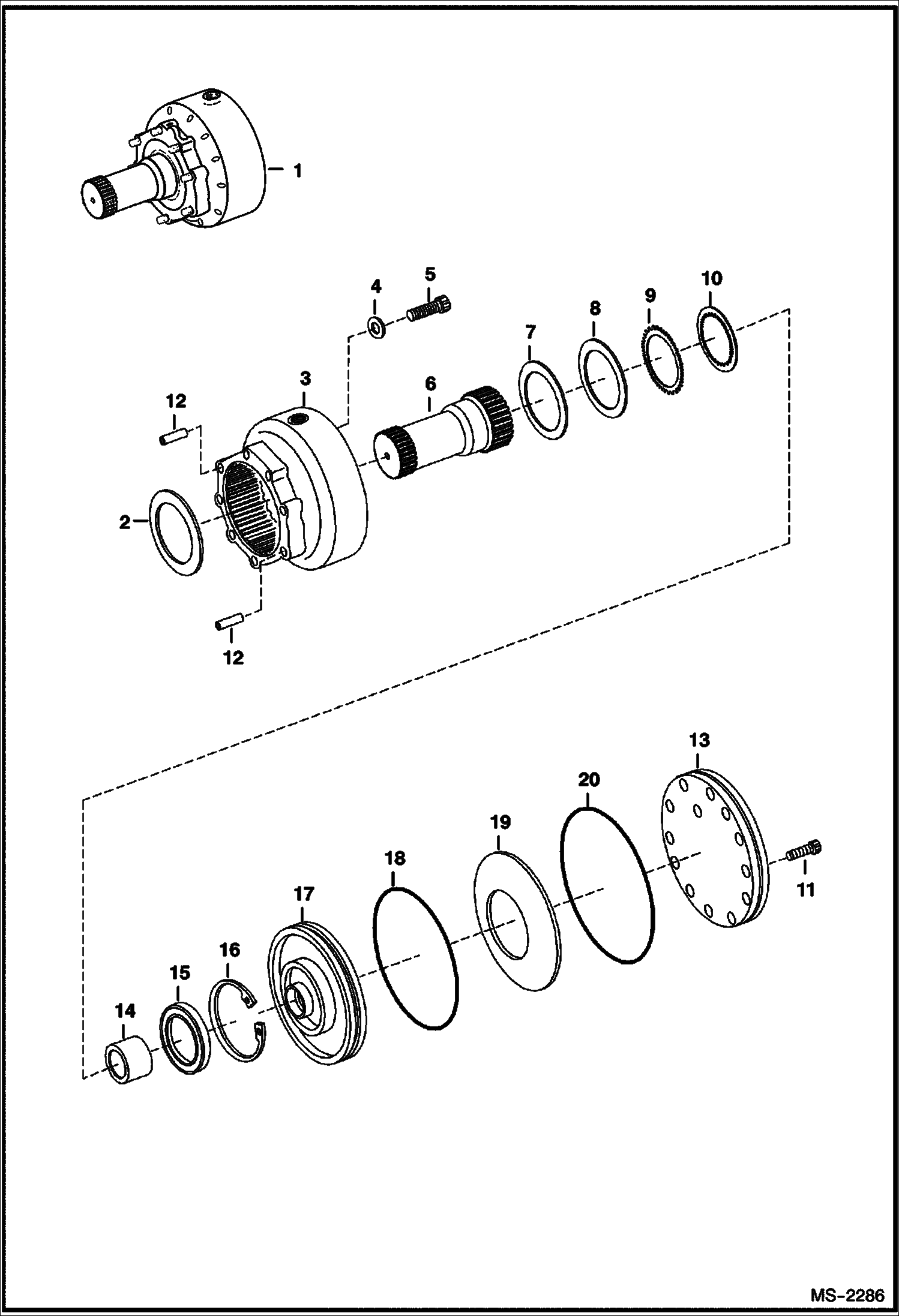 Схема запчастей Bobcat T-Series - HYDROSTATIC MOTOR (Brake Assembly) HYDROSTATIC SYSTEM