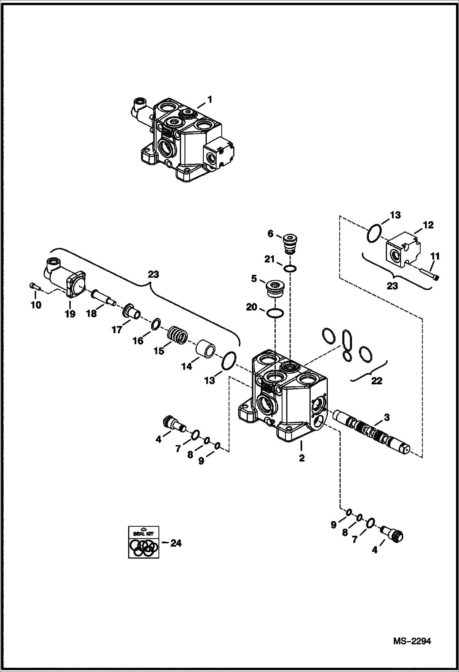 Схема запчастей Bobcat 5610 - VALVE SECTION (Auxiliary ) HYDRAULIC SYSTEM