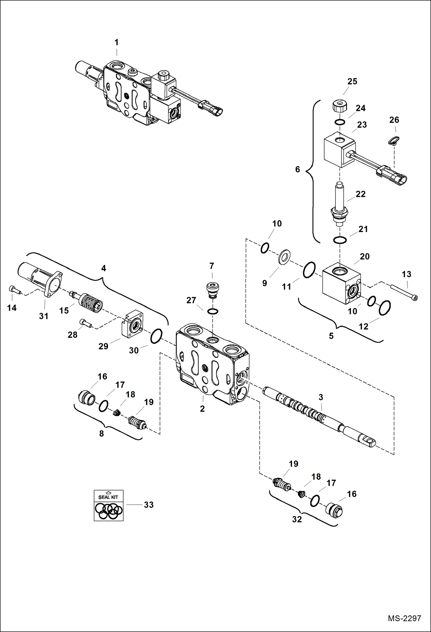 Схема запчастей Bobcat 5600 - VALVE SECTION (Lift) HYDRAULIC SYSTEM