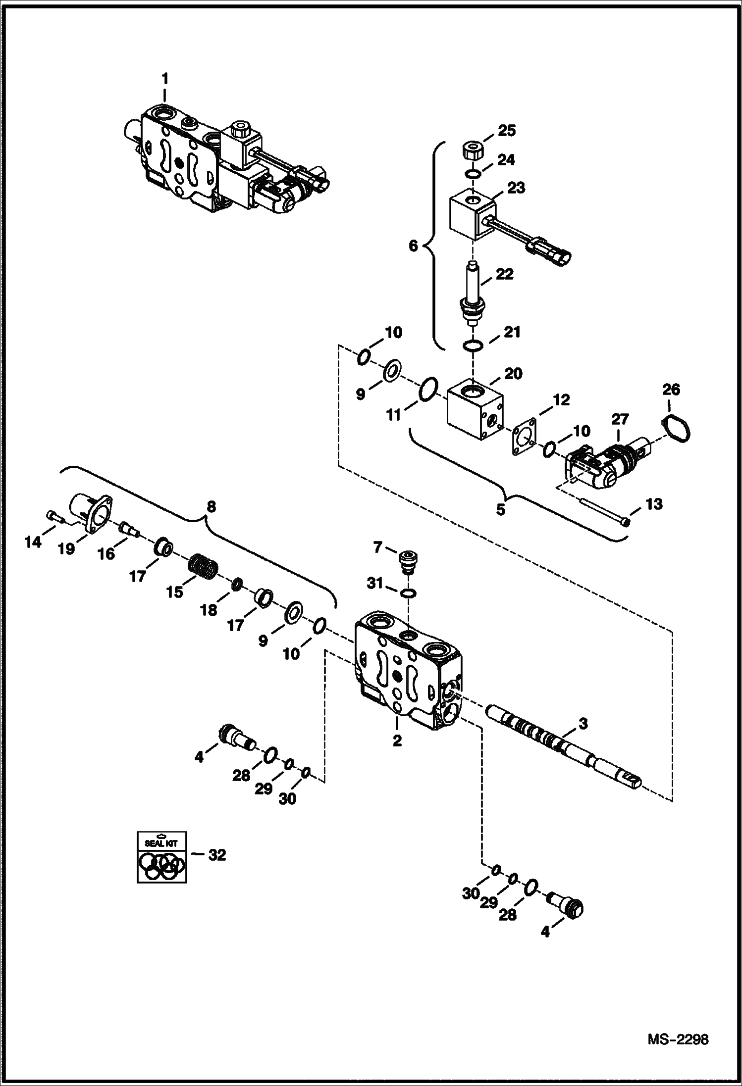 Схема запчастей Bobcat 5610 - VALVE SECTION (3 Pt.) HYDRAULIC SYSTEM