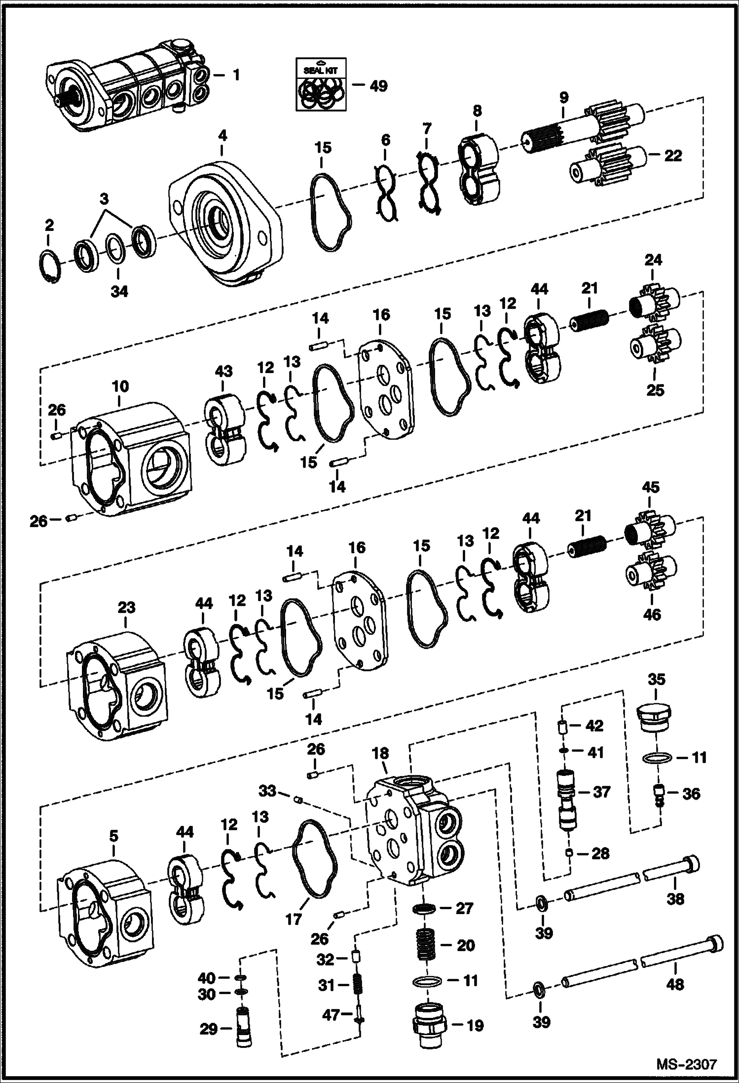 Схема запчастей Bobcat 5610 - TRIPLE GEAR PUMP HYDROSTATIC SYSTEM