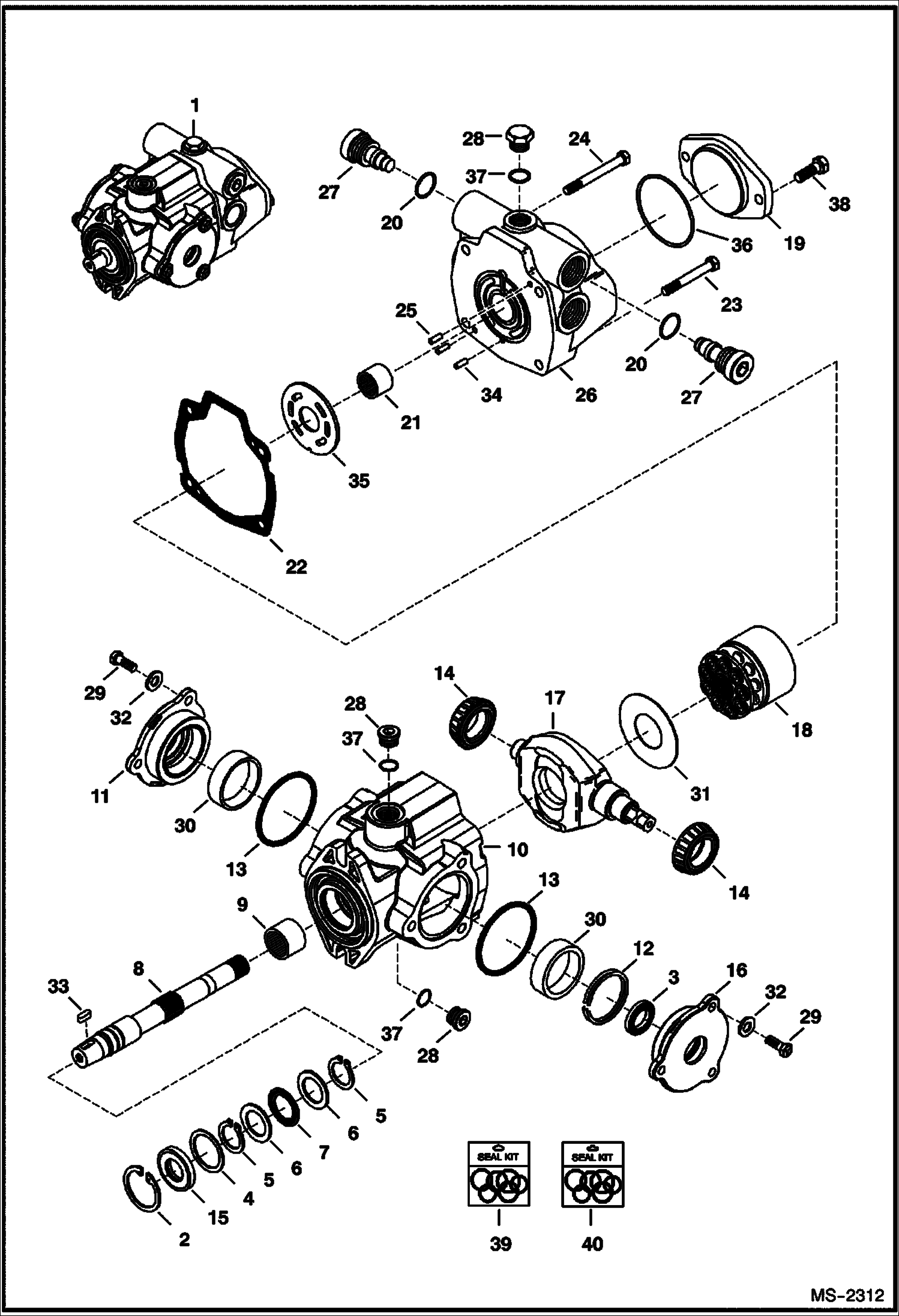 Схема запчастей Bobcat Mini Tracks Loaders - HYDROSTATIC PUMP (S/N 528712700 & Above, 528811150 & Above) HYDROSTATIC SYSTEM