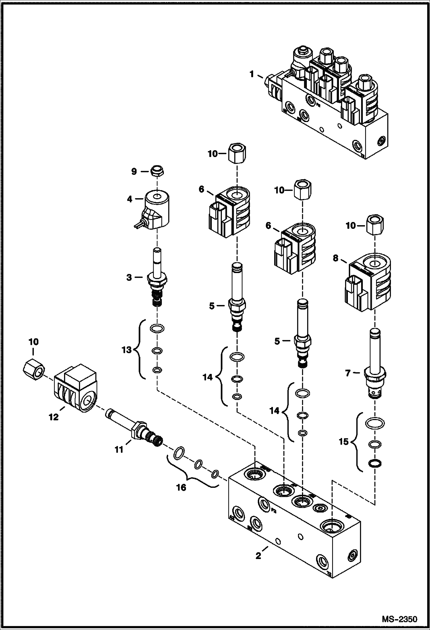 Схема запчастей Bobcat 5610 - PILOT VALVE HYDRAULIC SYSTEM