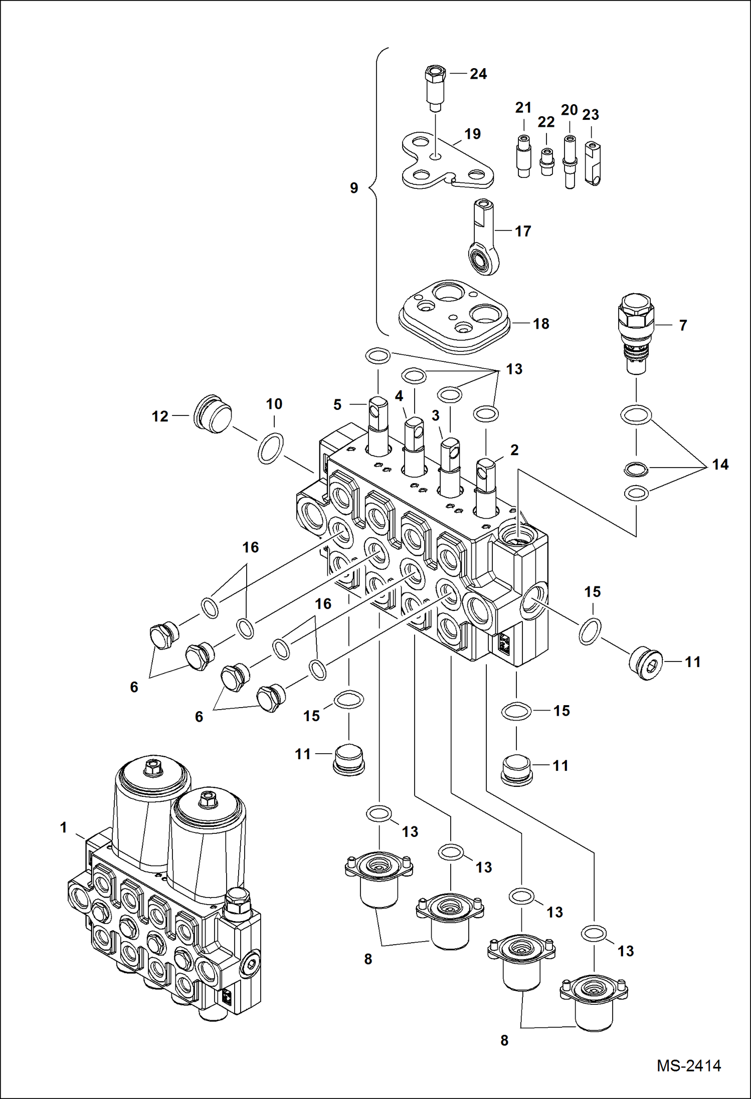 Схема запчастей Bobcat BACKHOE - BACKHOE (Control Valve) (406 631010001 & Above) (506 631110001 & Above) 406/506 BACKHOE