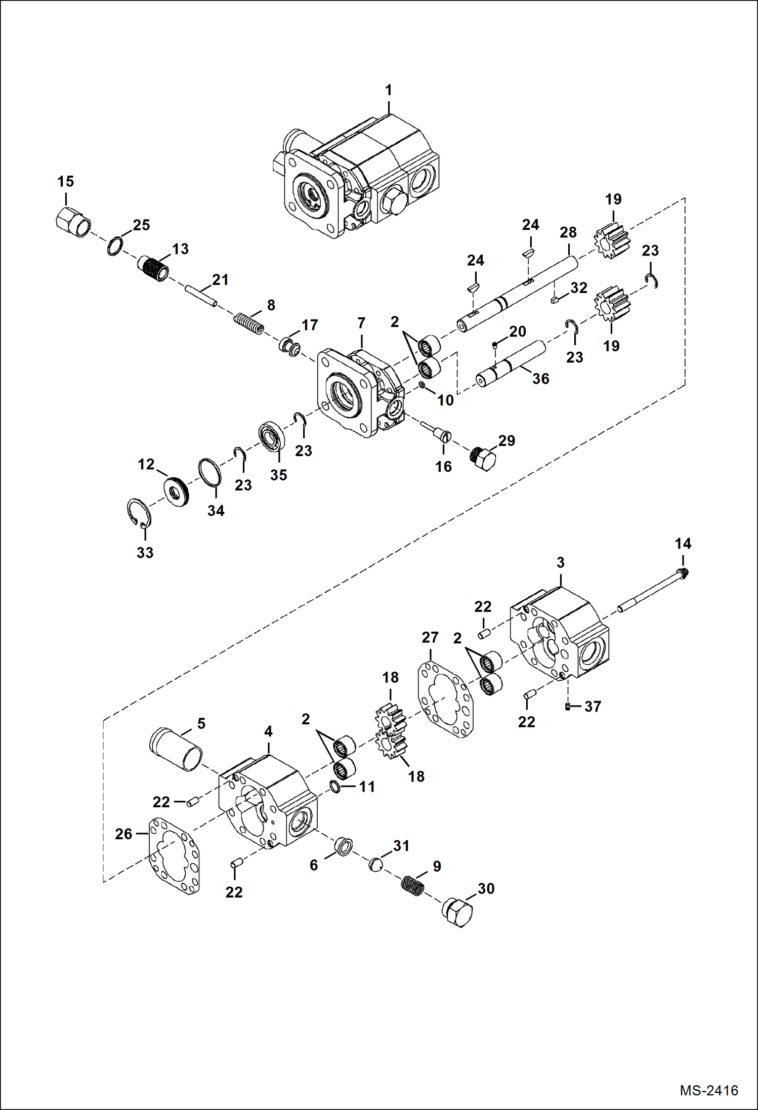 Схема запчастей Bobcat CHIPPER - 8B CHIPPER (Pump) (A02B00101 - 00157) Loader