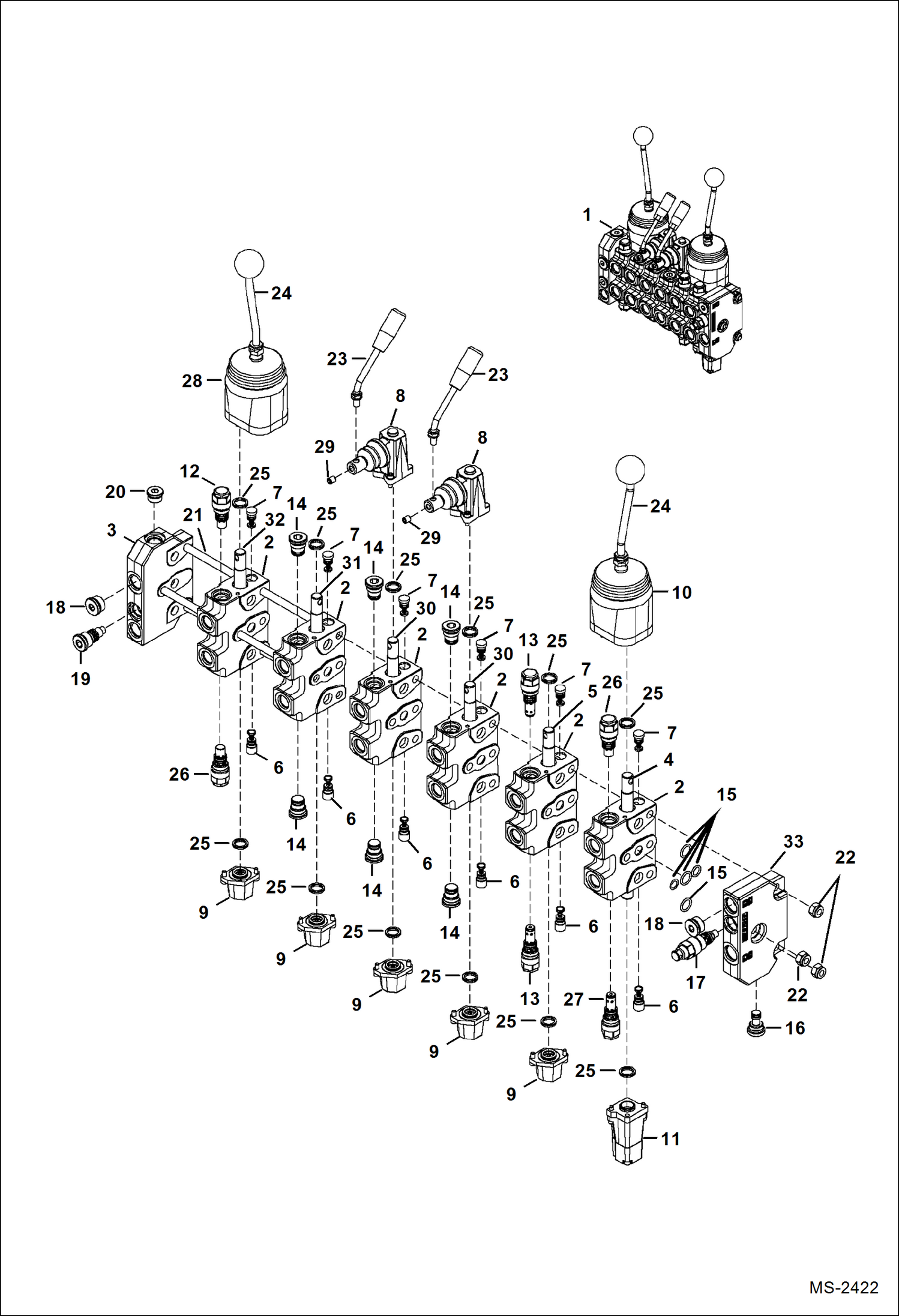 Схема запчастей Bobcat BACKHOE - BACKHOE (Control Valve) (W/8 Sections) (8811 A558) 811/8811 BACKHOE