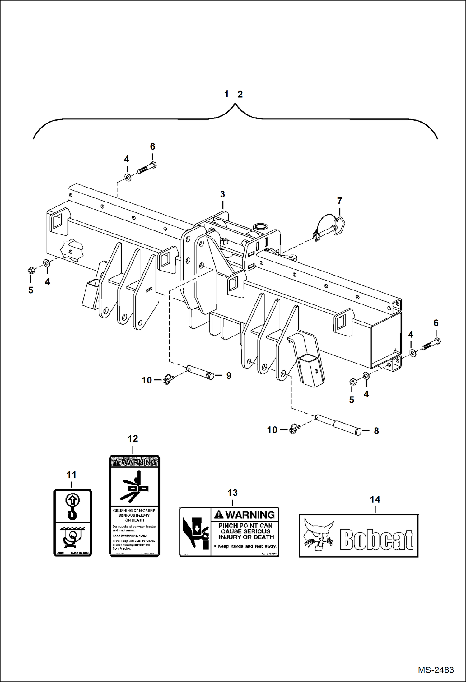 Схема запчастей Bobcat SILT FENCE INSTALLER - SILT FENCE INSTALLER (Sliding Offset Mounts - 72 & 84) (SN A74W & Above) Loader