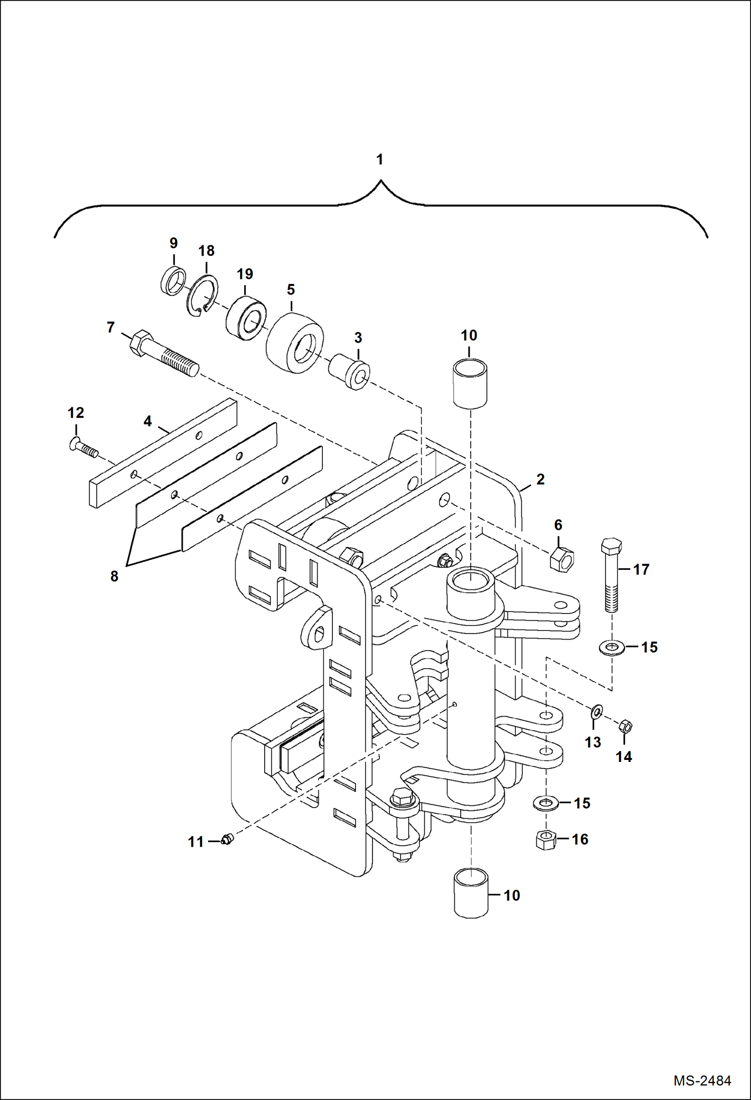 Схема запчастей Bobcat SILT FENCE INSTALLER - SILT FENCE INSTALLER (Sliding Bracket Assy) Loader