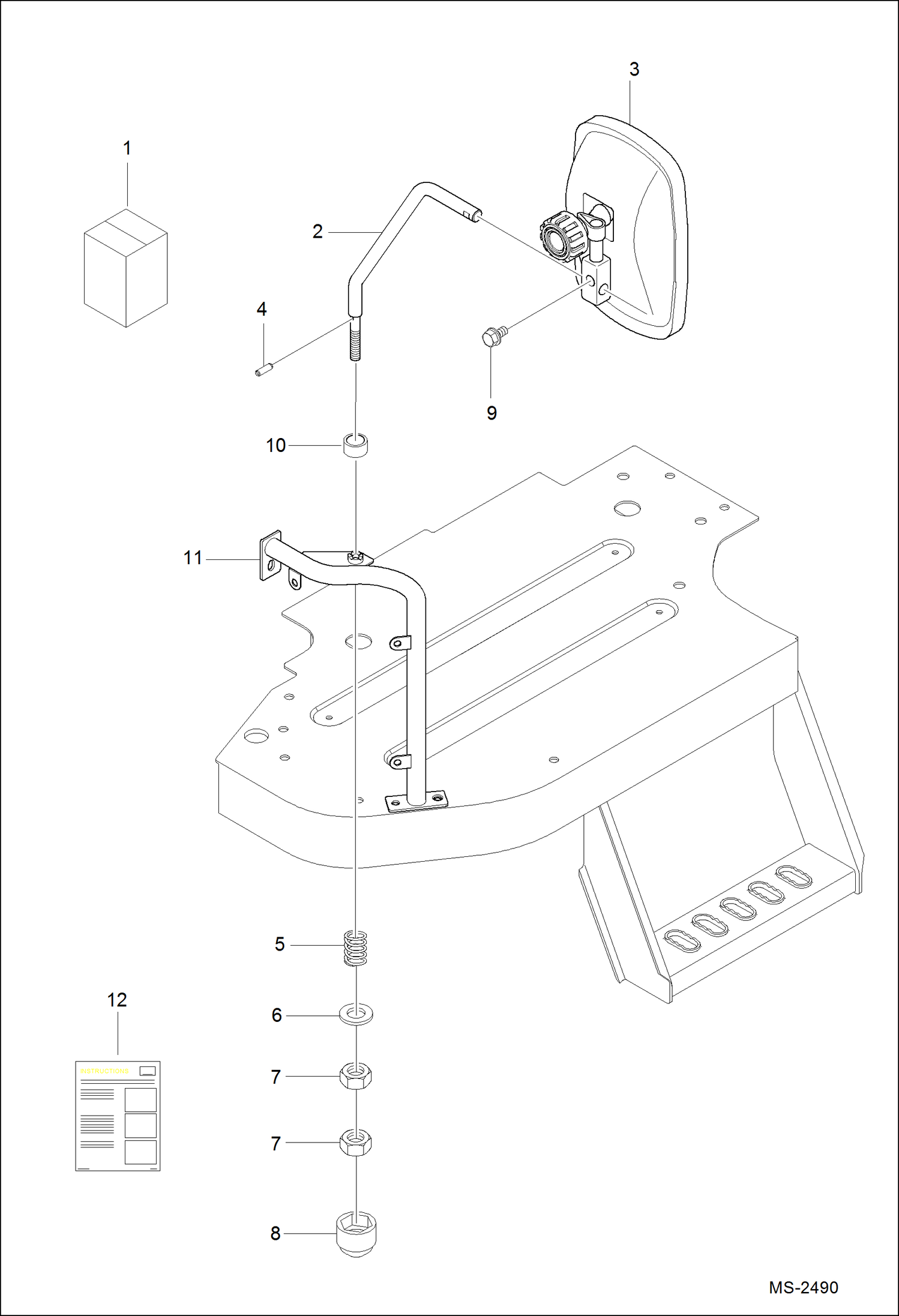 Схема запчастей Bobcat CT225 - MIRROR KIT (W/O Cab) ACCESSORIES & OPTIONS