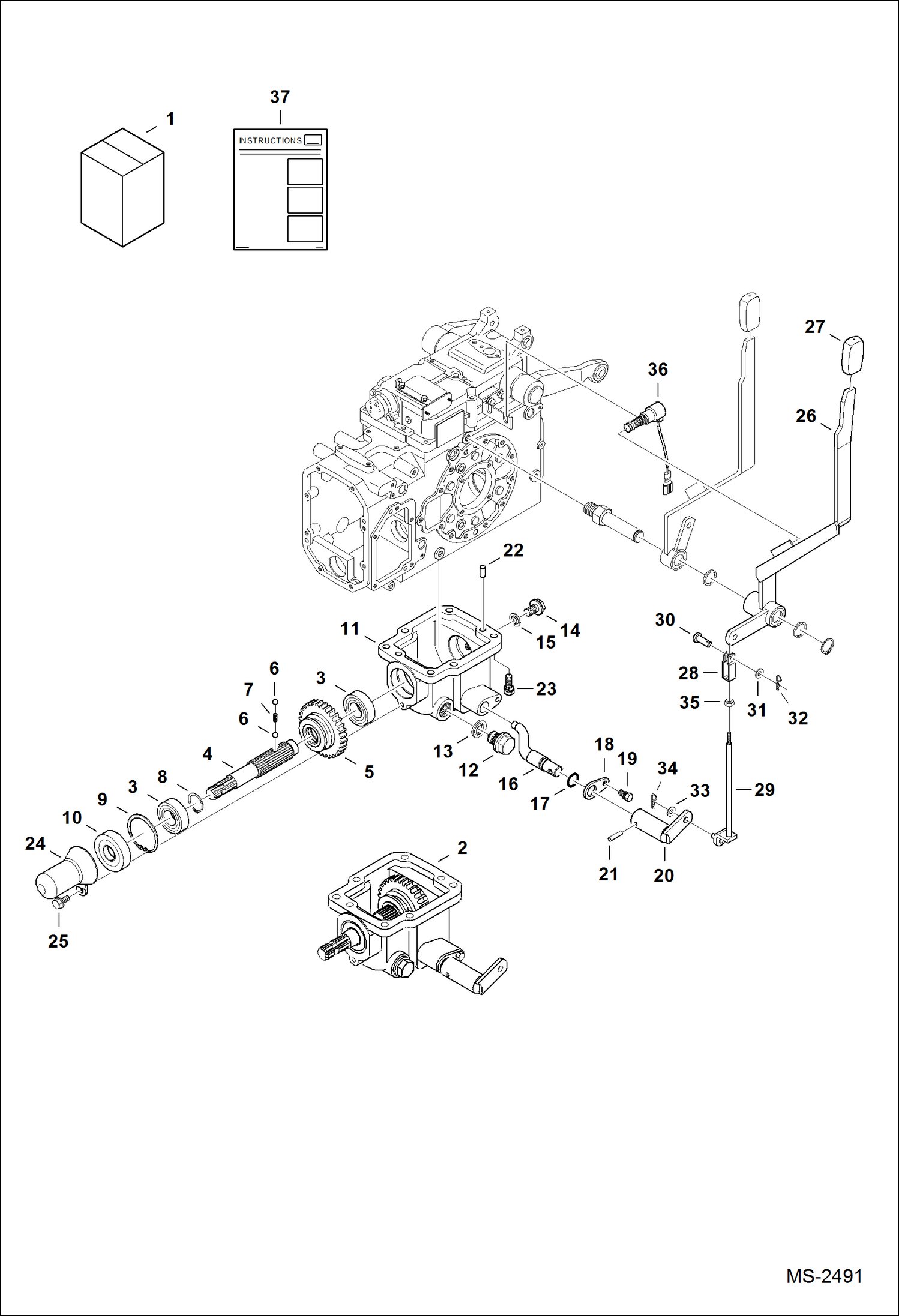 Схема запчастей Bobcat CT225 - MID PTO KIT ACCESSORIES & OPTIONS