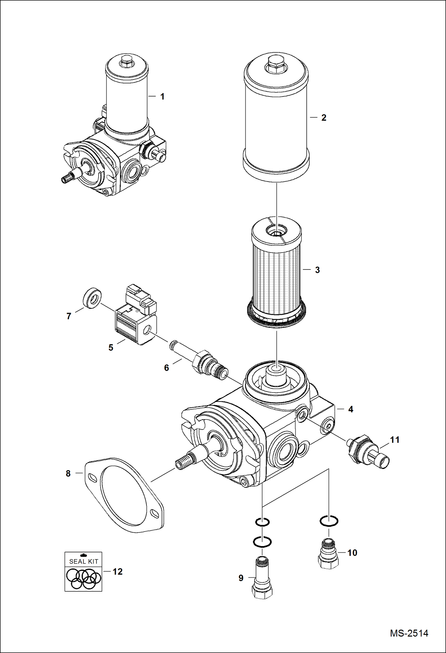 Схема запчастей Bobcat A-Series - COOLING FAN MOTOR (Cast Iron) (S/N 539940001 & Above, 540040001 & Above) HYDROSTATIC SYSTEM