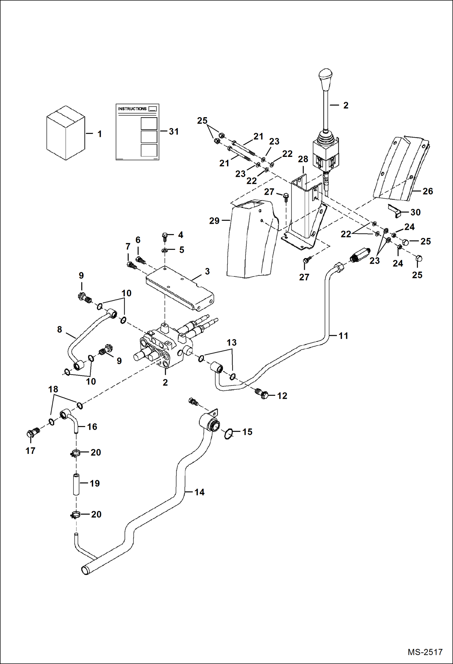 Схема запчастей Bobcat CT120 - JOYSTICK VALVE GROUP ACCESSORIES & OPTIONS