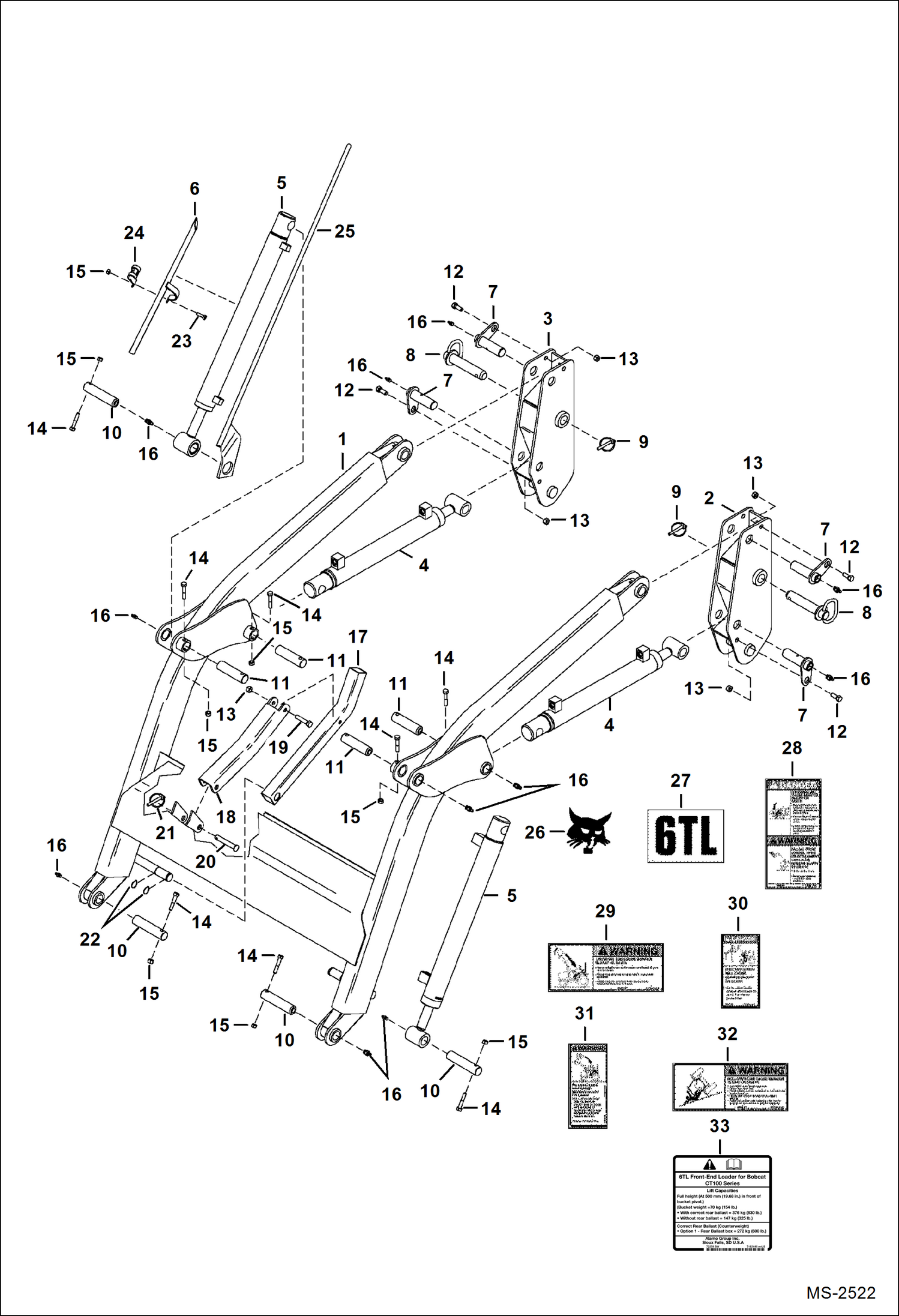 Схема запчастей Bobcat LOADER - TRACTOR LOADER 6TL (A90Y) (Main Frame) Компактные тракторы