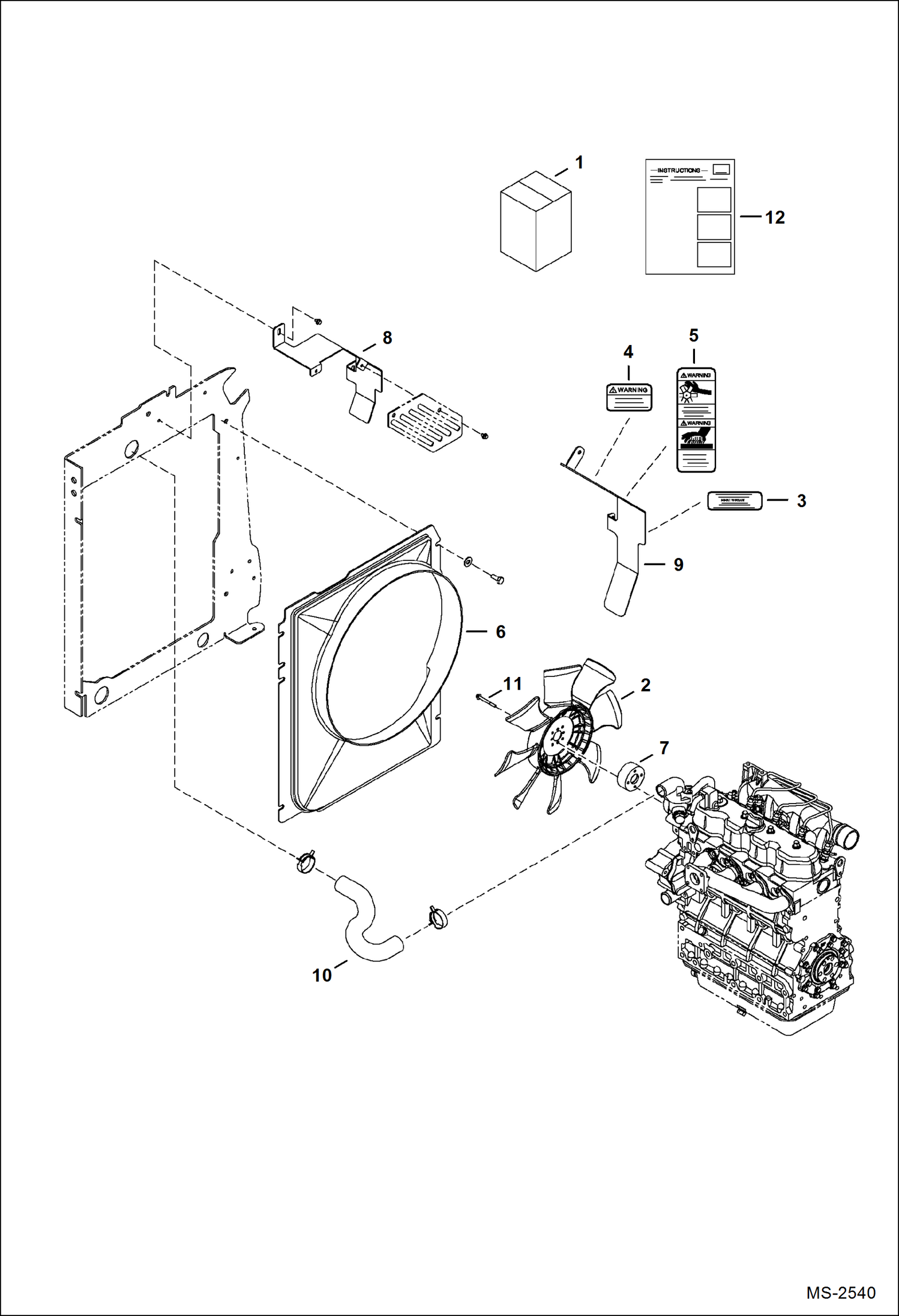 Схема запчастей Bobcat 331 - FAN KIT (8 blade) (S/N 232511609 & Above, 232711098 & Above, 232611351 & Above) ACCESSORIES & OPTIONS