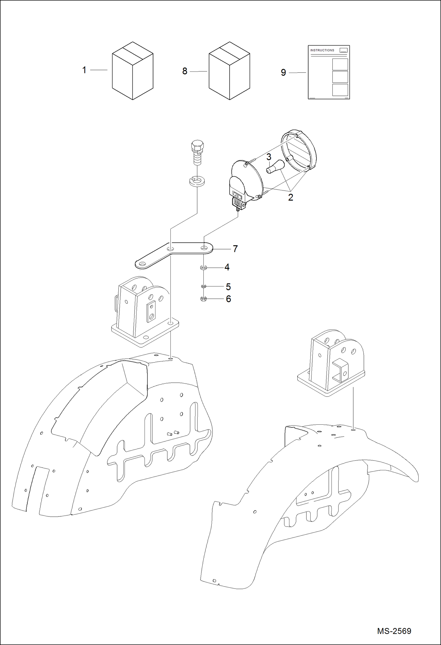 Схема запчастей Bobcat CT120 - LIGHT KIT (Work) ACCESSORIES & OPTIONS