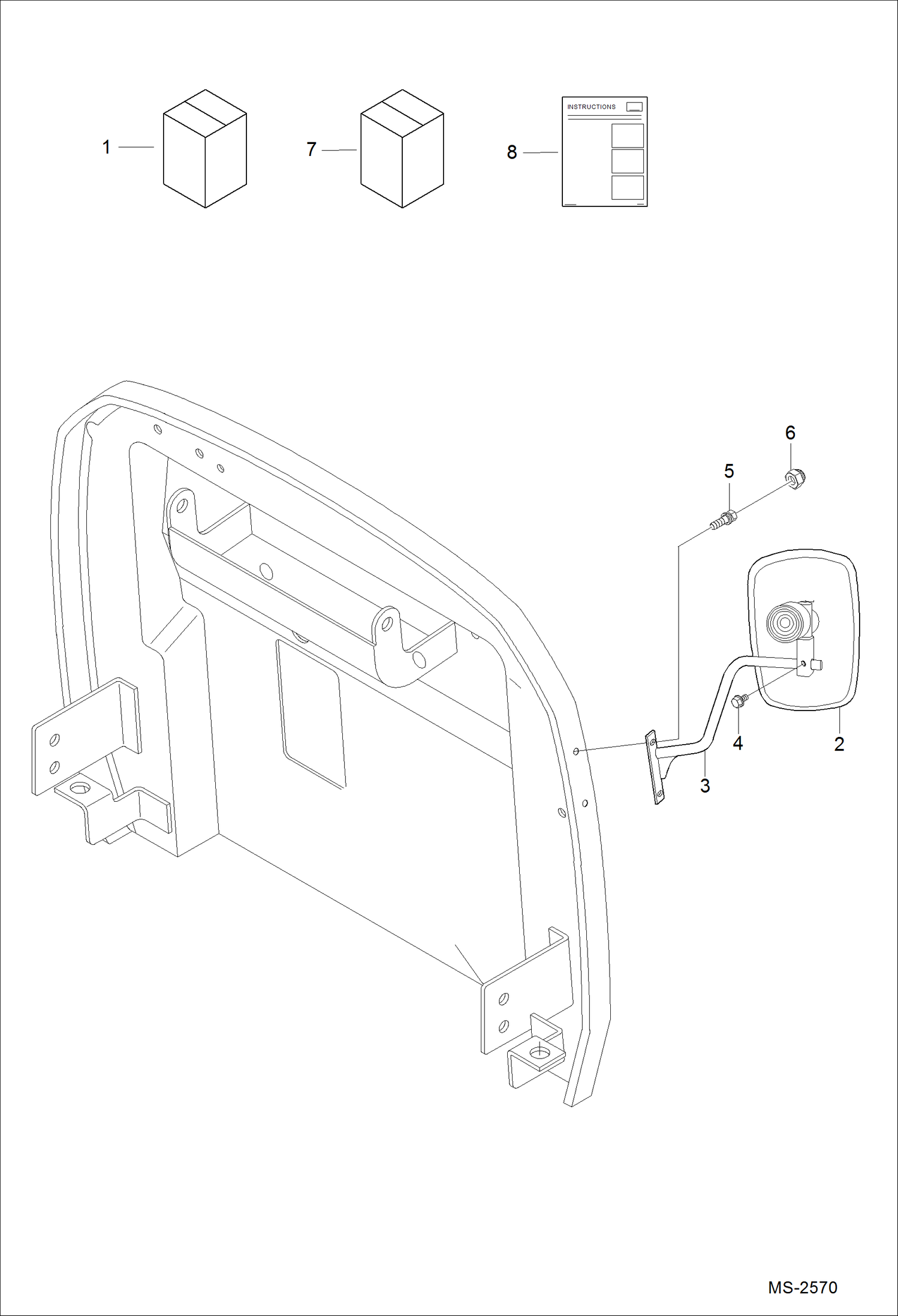 Схема запчастей Bobcat CT120 - REAR MIRROR KIT ACCESSORIES & OPTIONS