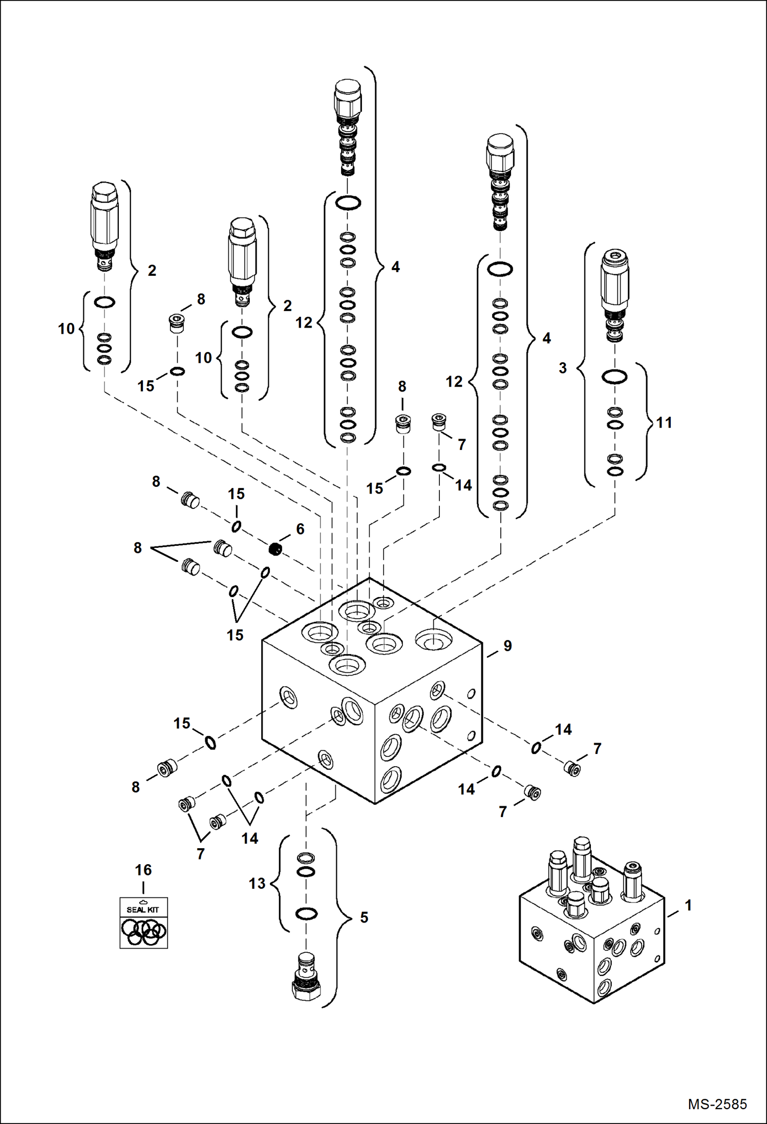 Схема запчастей Bobcat 335 - ANGLE BLADE VALVE HYDRAULIC SYSTEM