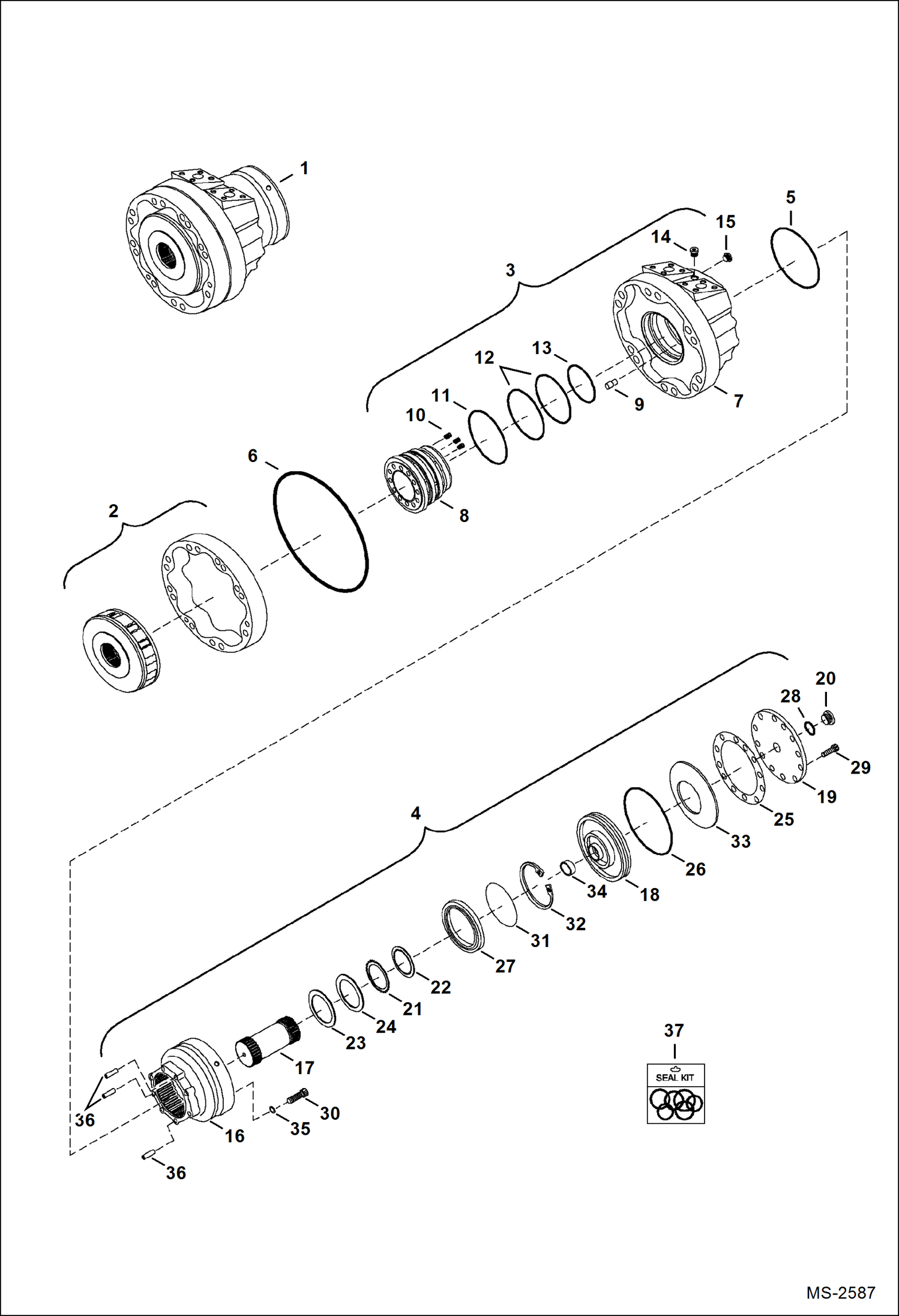 Схема запчастей Bobcat 337 - SWING MOTOR (Modified Design)(R921810500) HYDRAULIC SYSTEM