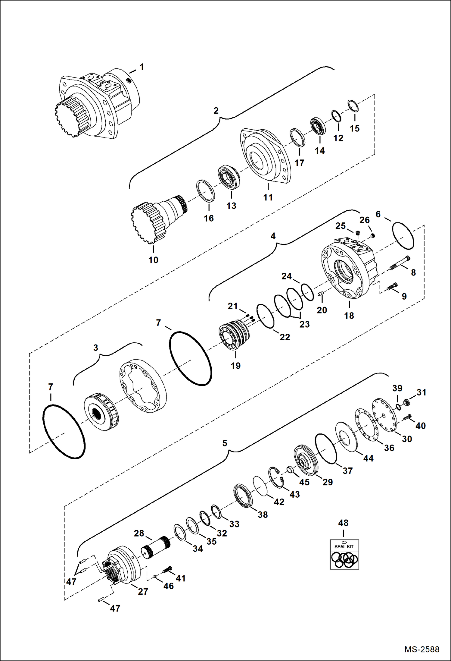 Схема запчастей Bobcat 435 - SWING MOTOR (Modified Design)(R921810501) (S/N 562811001 & Above) HYDRAULIC/HYDROSTATIC SYSTEM