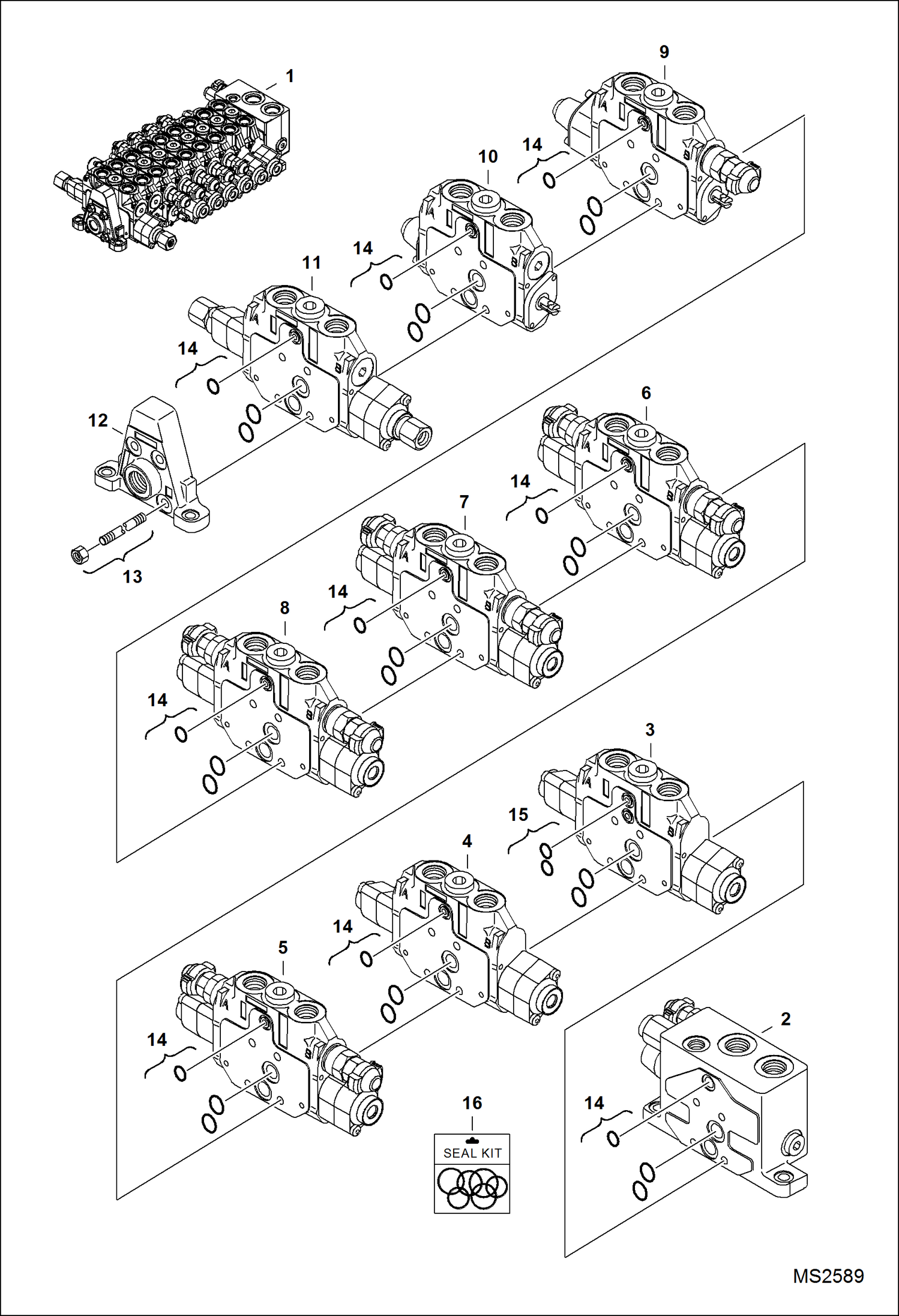 Схема запчастей Bobcat 337 - CONTROL VALVE (Assembly) HYDRAULIC SYSTEM