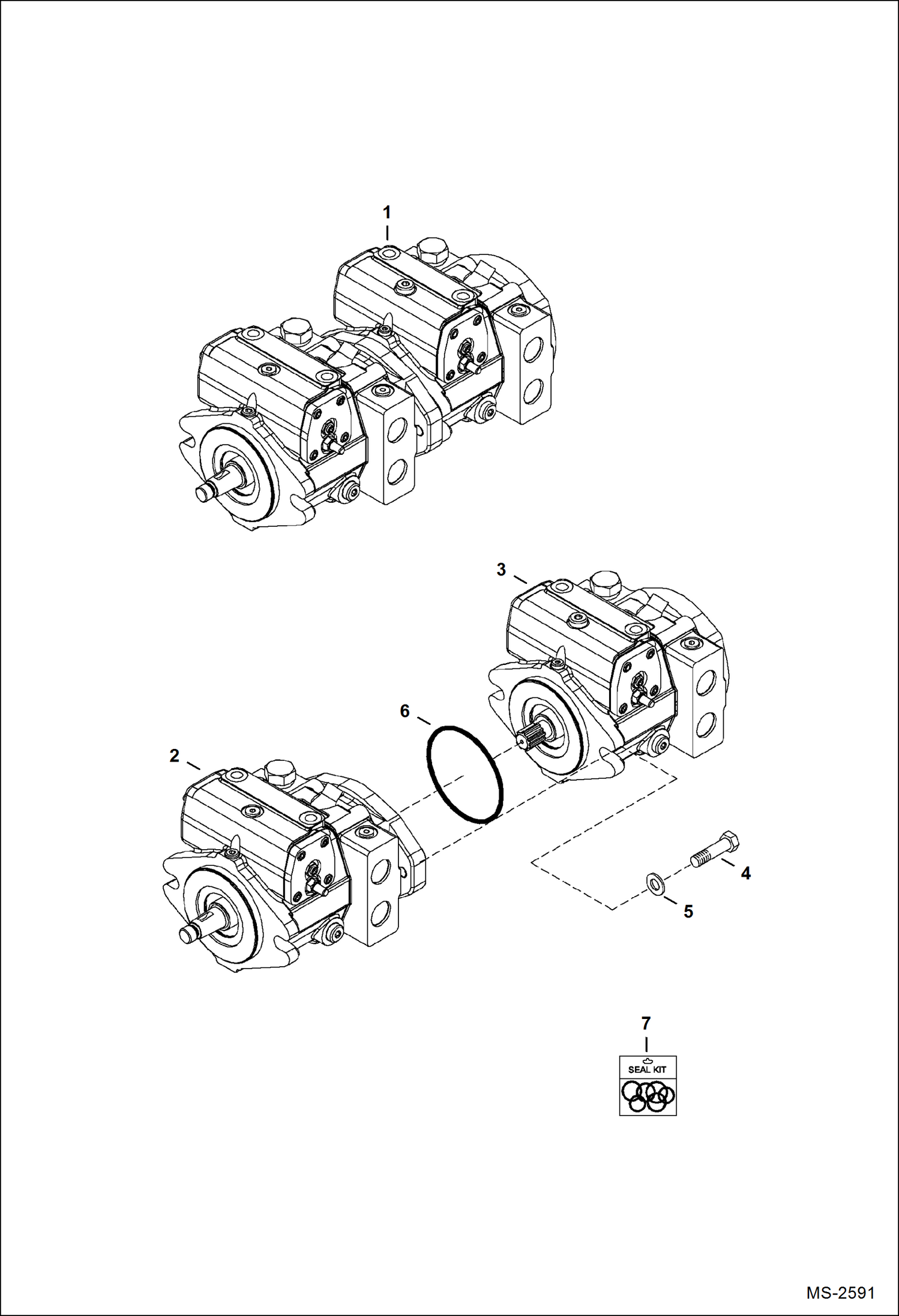 Схема запчастей Bobcat 435 - HYDROSTATIC PUMP (S/N AACD11078 & Below, AA8A11017 & Below) HYDRAULIC/HYDROSTATIC SYSTEM