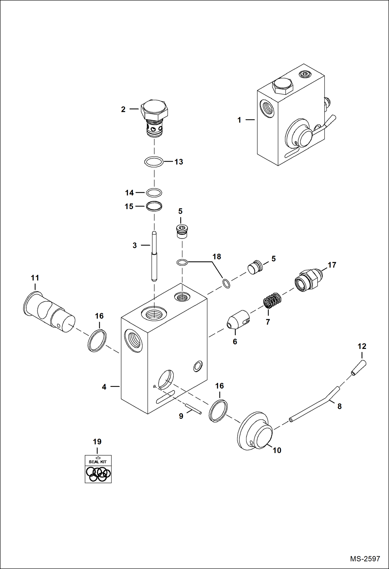 Схема запчастей Bobcat RIDE CONTROL KITS - RIDE CONTROL KIT (Valve Assembly) (S/N 3000-3389) Loader